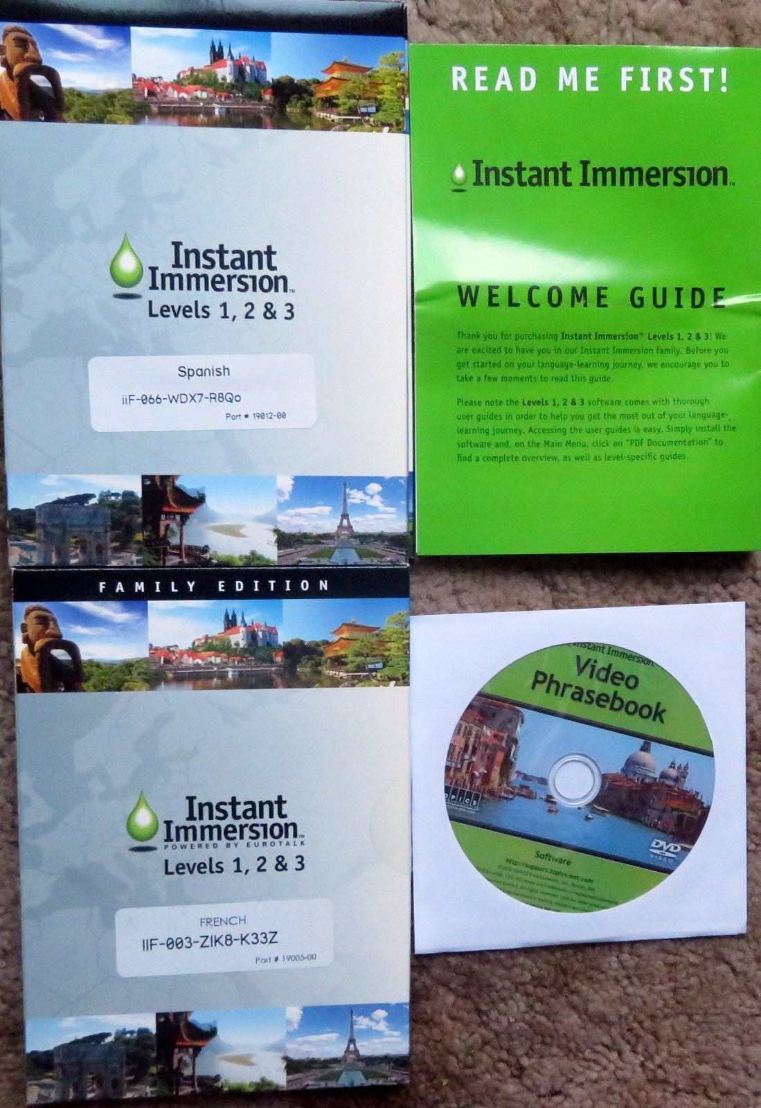 INSTANT IMMERSION – FRENCH / SPANISH Levels 1, 2 and 3 – PC & MAC – DVD/CD