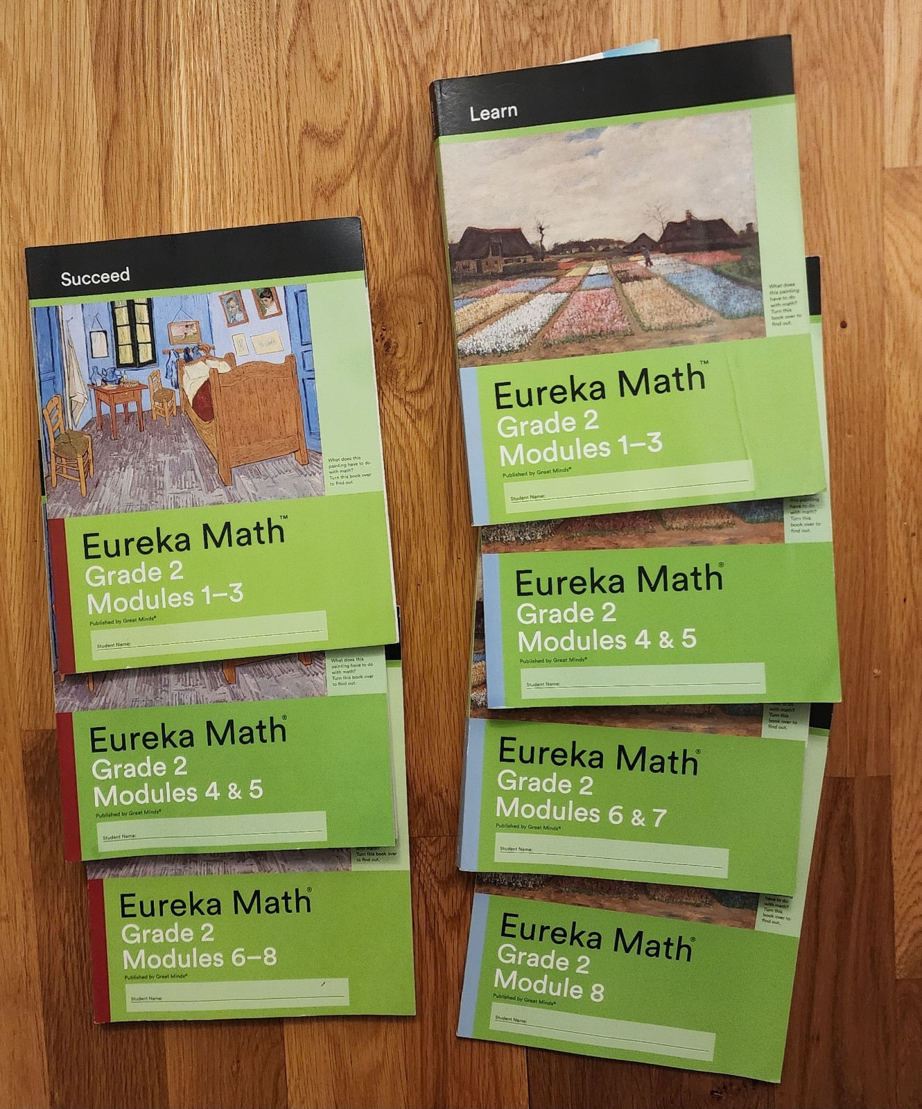 Eureka Math Grade 2 Learn Modules 1-8 + Succeed Modules 1-8 (7 Books )