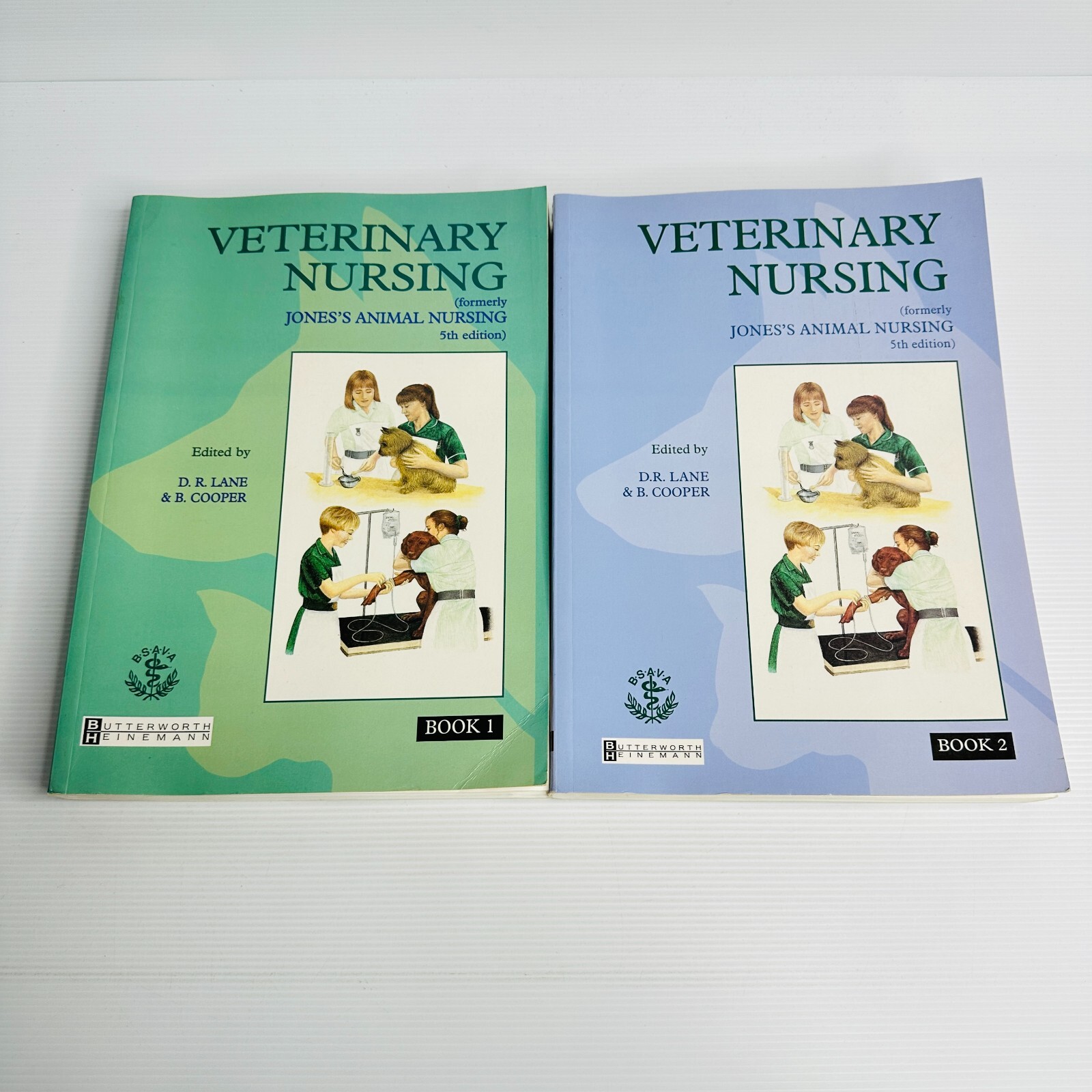 Veterinary Nursing Books 1 & 2 by D. R. Lane Paperback Book Lot Bundle