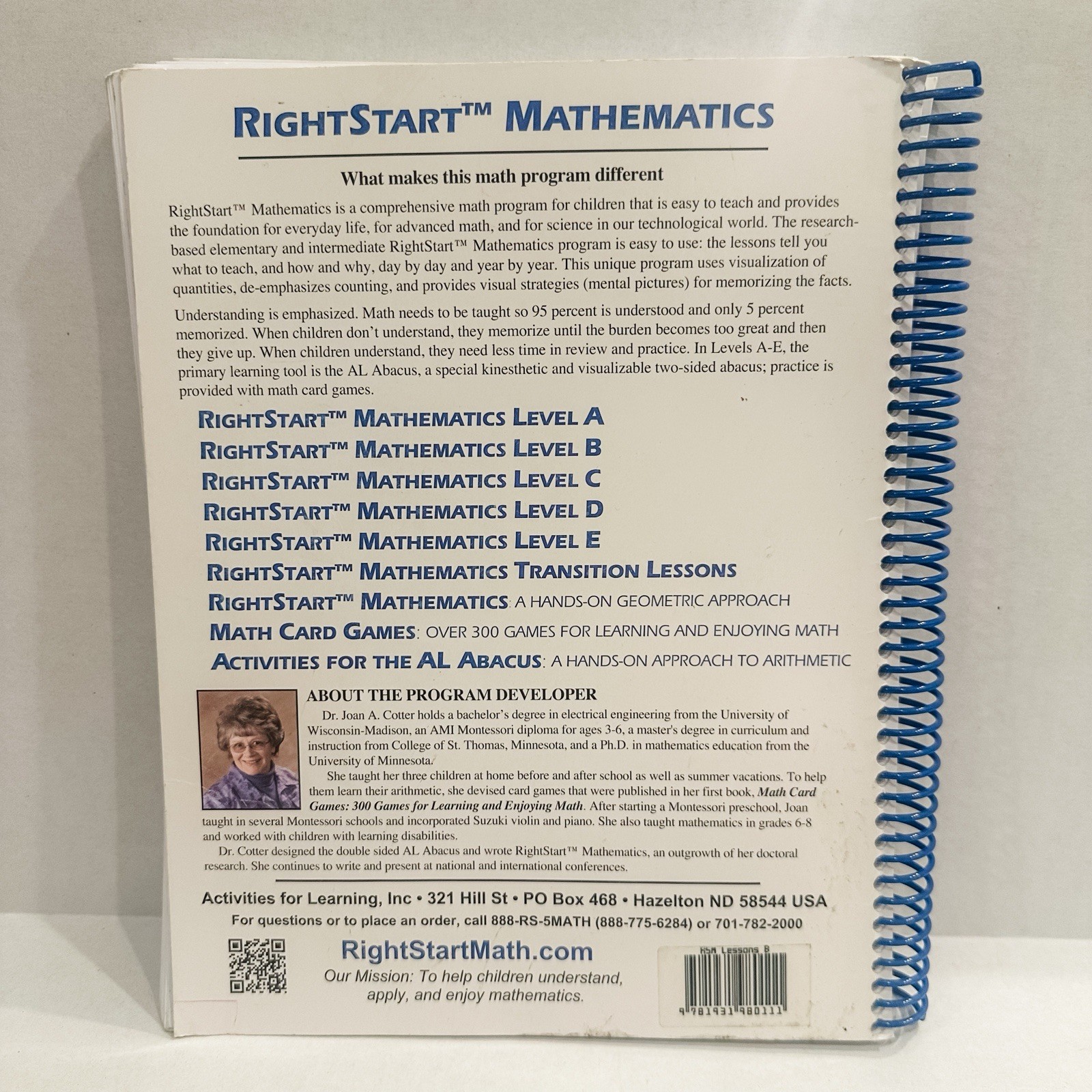 RIGHTSTART MATHEMATICS LEVEL B FOR HOME EDUCATORS By Joan A Cotter