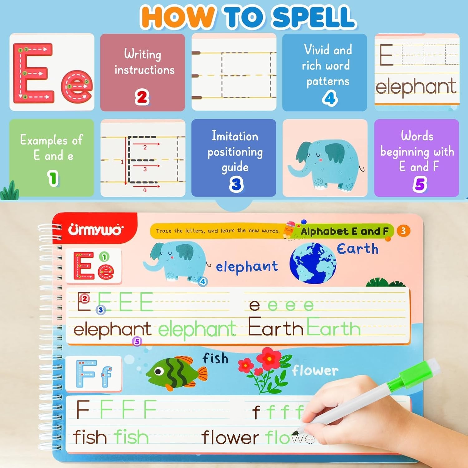 Preschool Learning Workbook Alphabet Tracing Activity Books for Kids Ages 3-8
