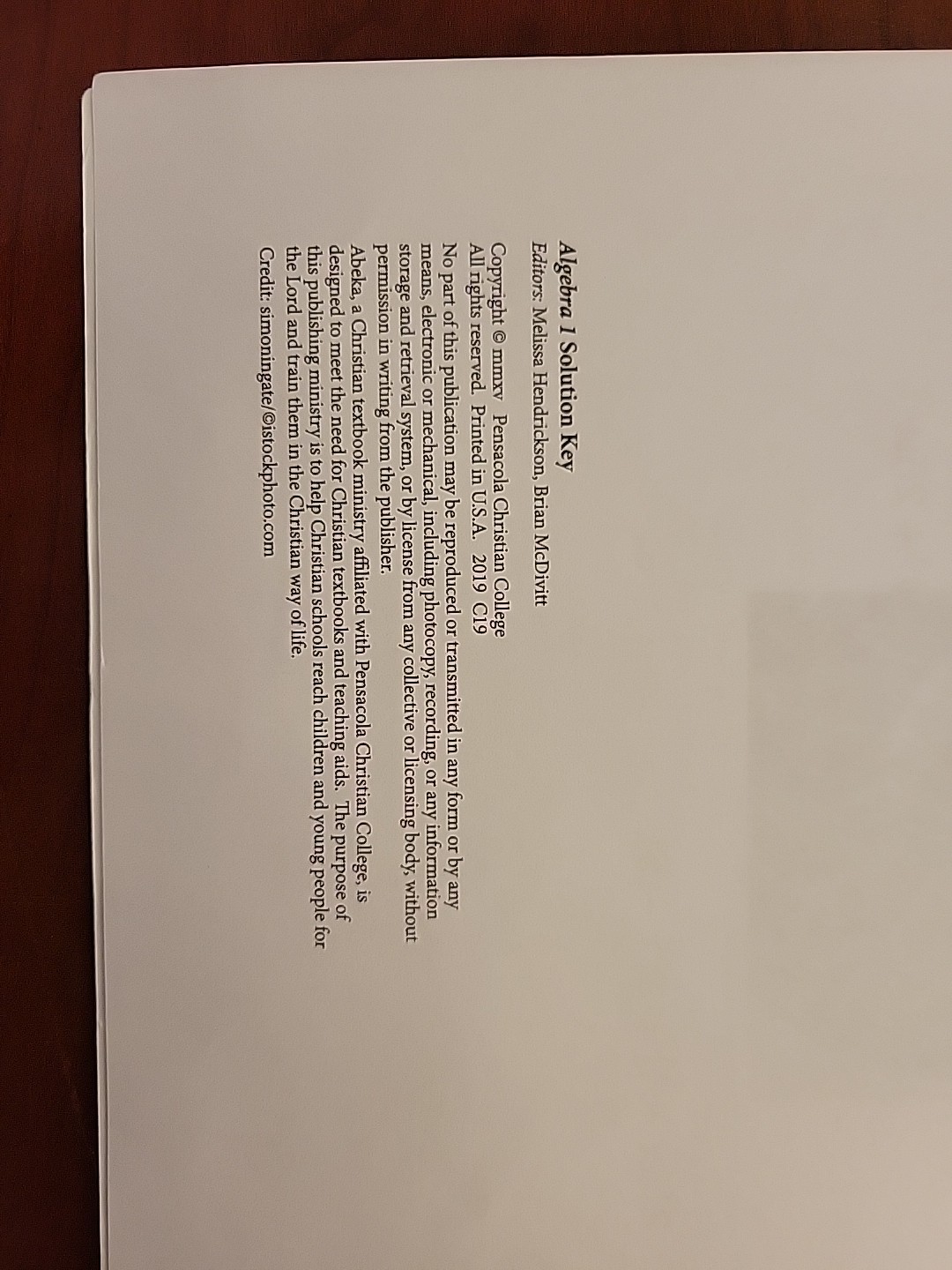Abeka Algebra 1 Solution Key (First Edition)