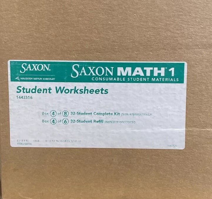 Saxon Math 1 Consumable Student Worksheets 32-Student Refill Box #4 of 6 ONLY