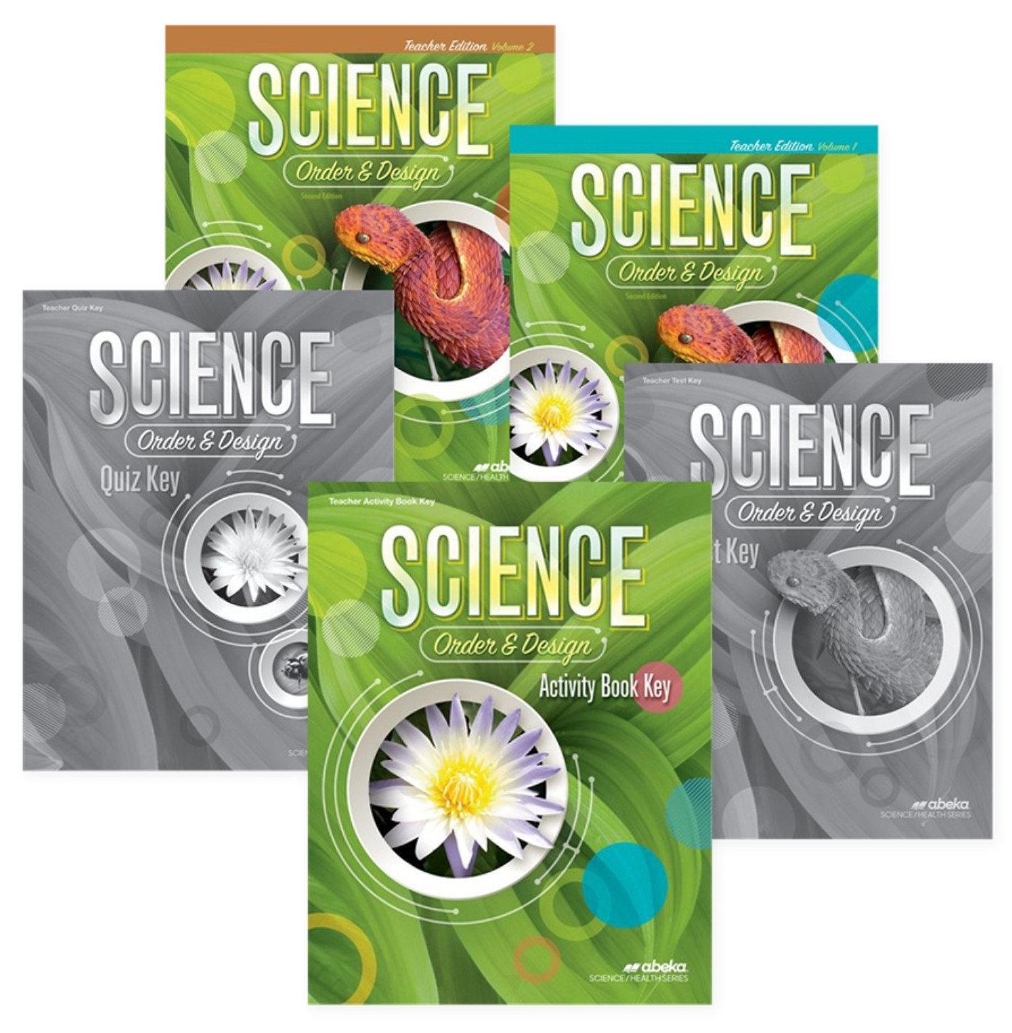 Abeka 7 SCIENCE ORDER & DESIGN PARENT KIT 7th Grade 5 books TE 1 & 2 + 3 Keys