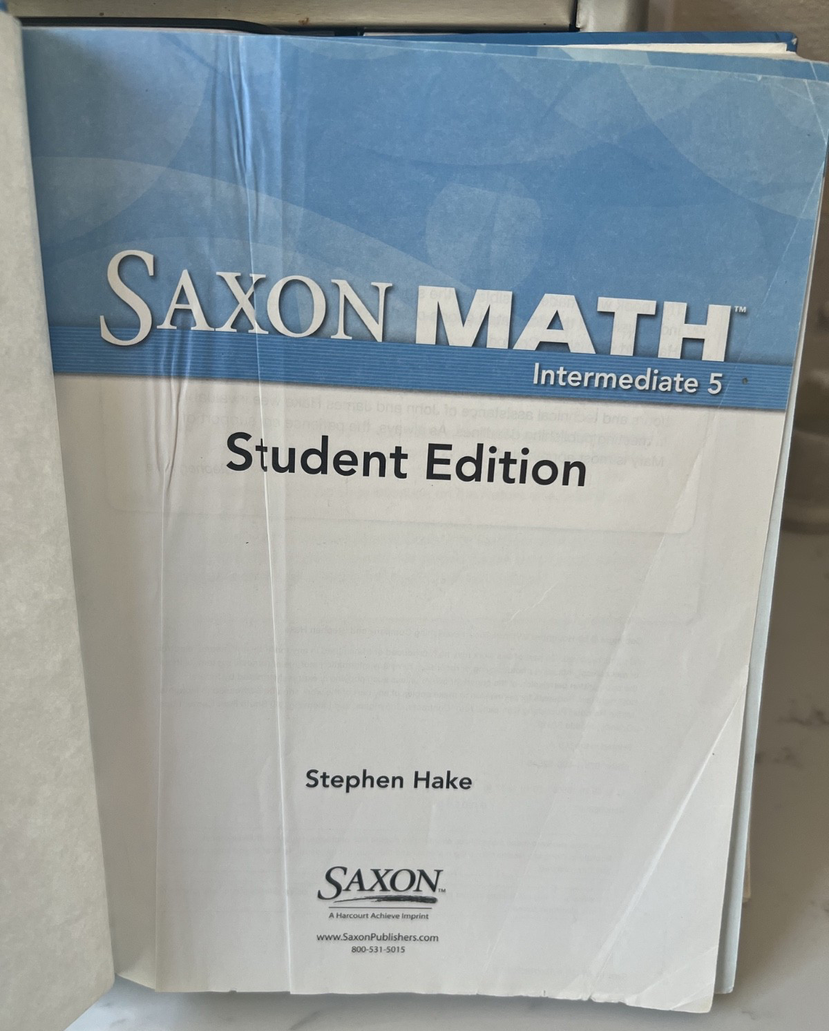 Saxon Math Intermediate 5 by Hake 2012, Hardcover textbook for Student