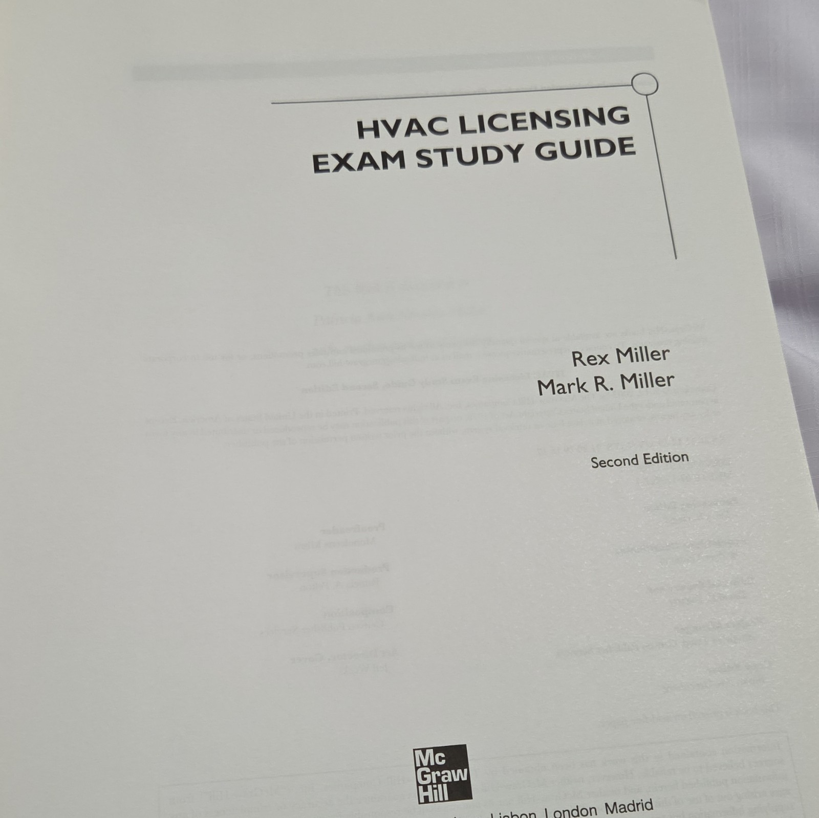 McGraw-Hill HVAC Licensing Study Guide 2nd Ed Illustrated PB 2008 Miller