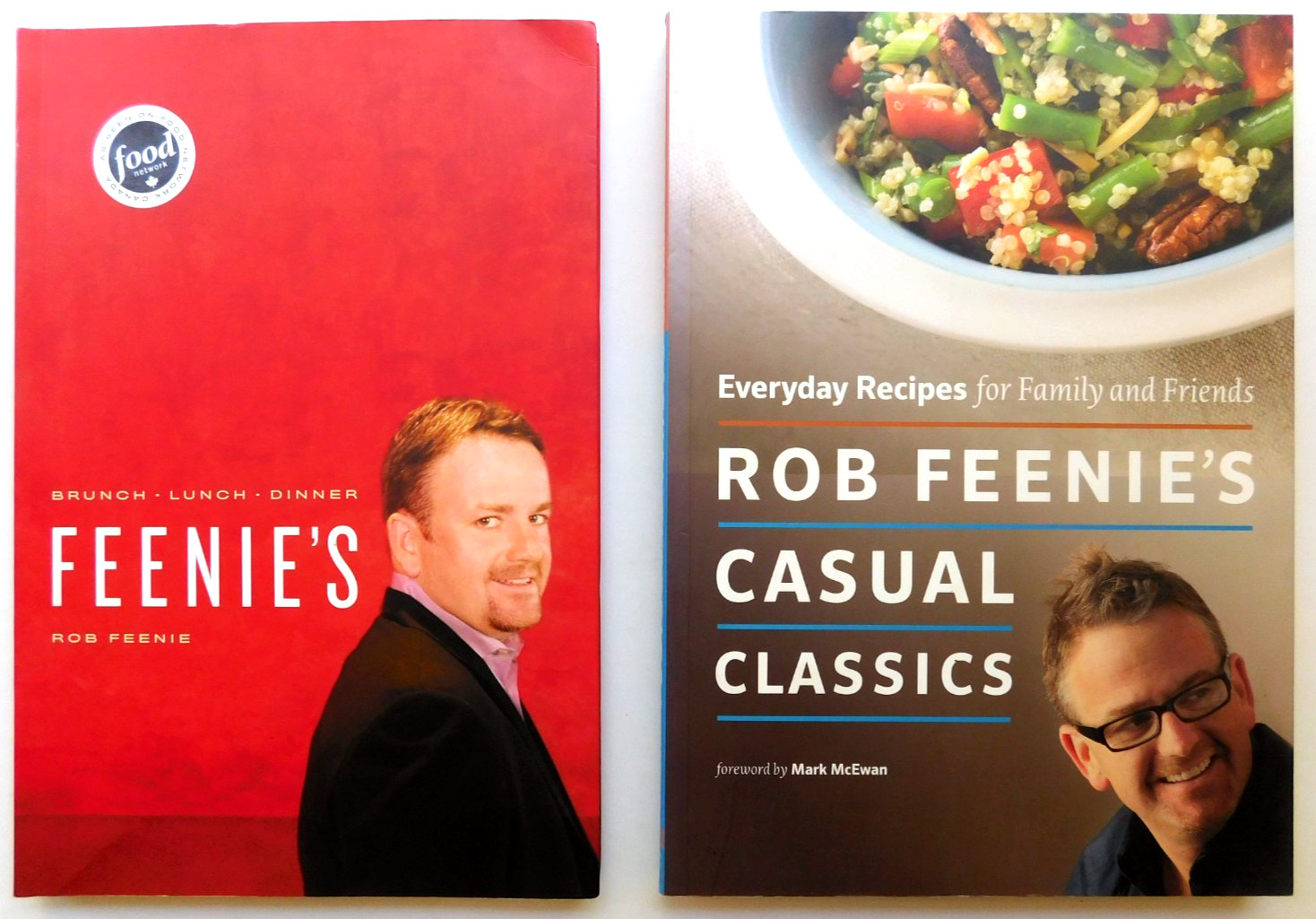 2 X SIGNED Cookbooks: Famous restauranteur ROB FEENIE Casual Classics + FEENIE’S