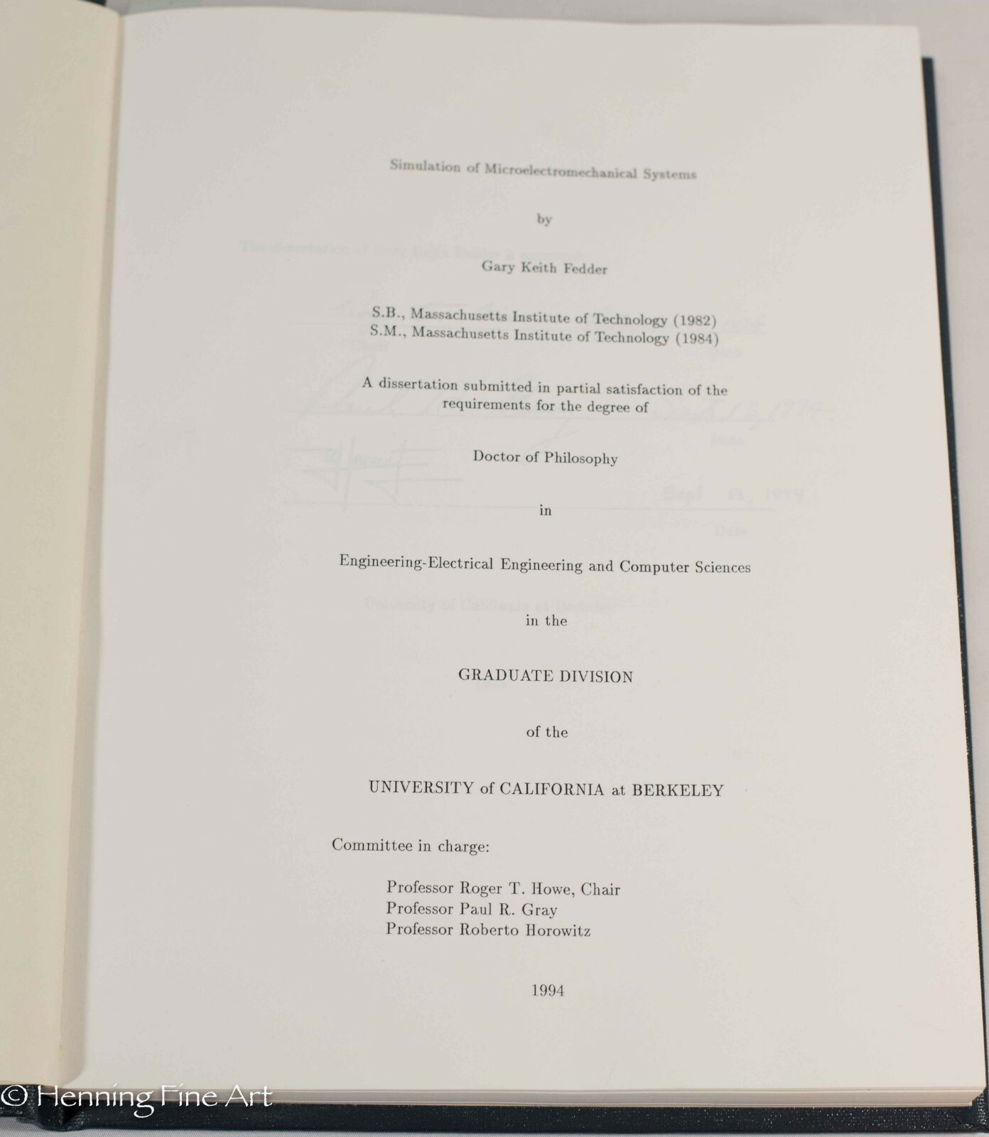 Vintage Dissertation Simulation of Microelectromechanical Systems Cal Berkley