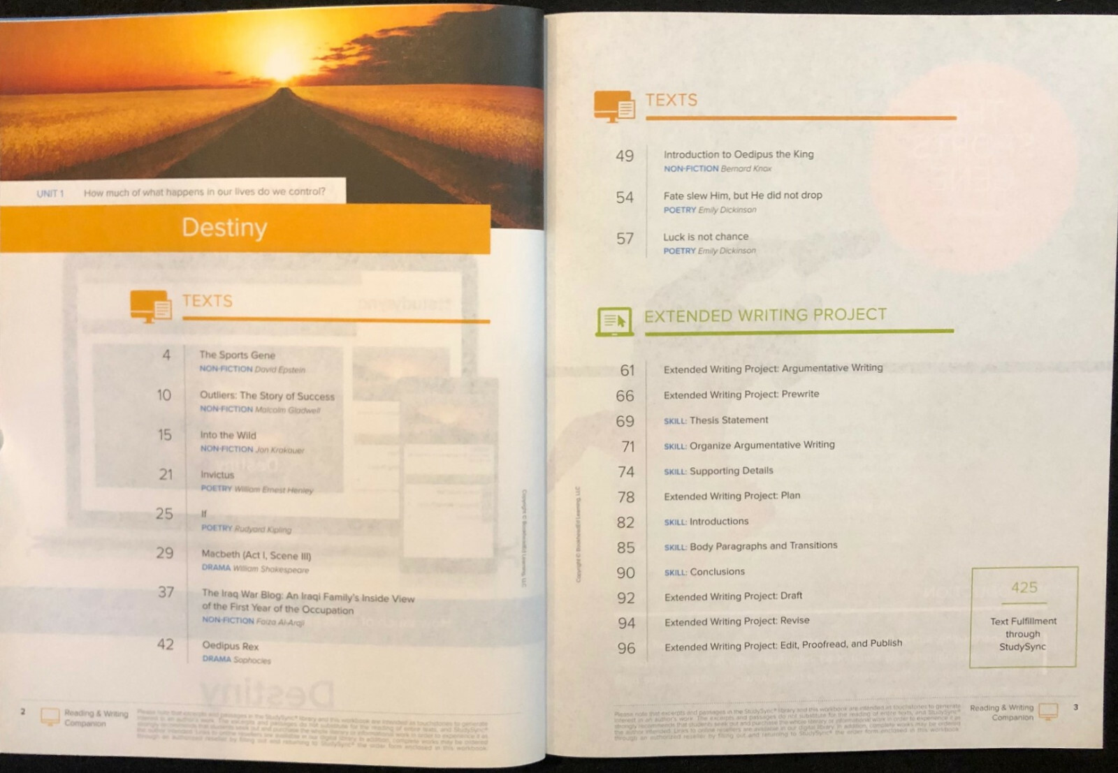 10th – STUDY SYNC Teacher Resource Companion & Reading/Writing Student Companion
