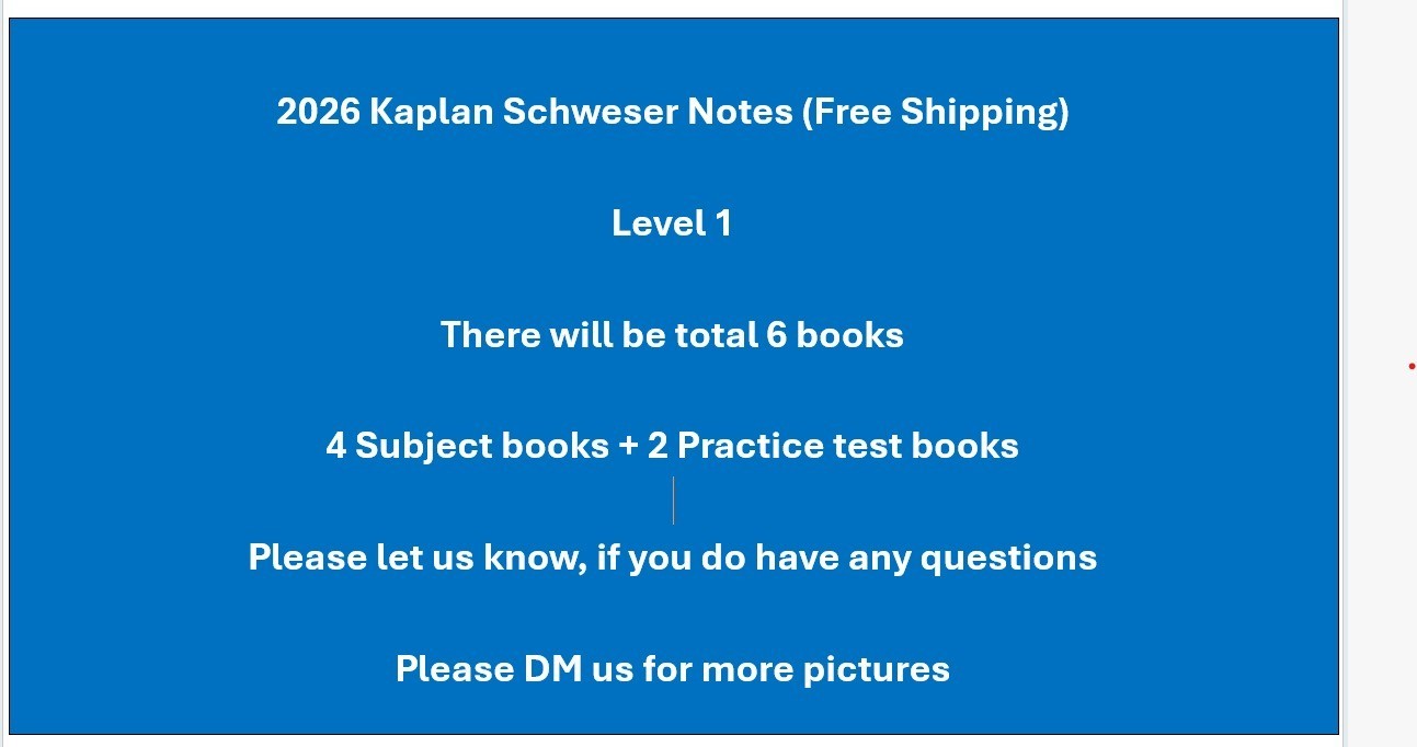 2026 CFA level 1 Exam Prepration Kaplan Schweser notes with Free shipping