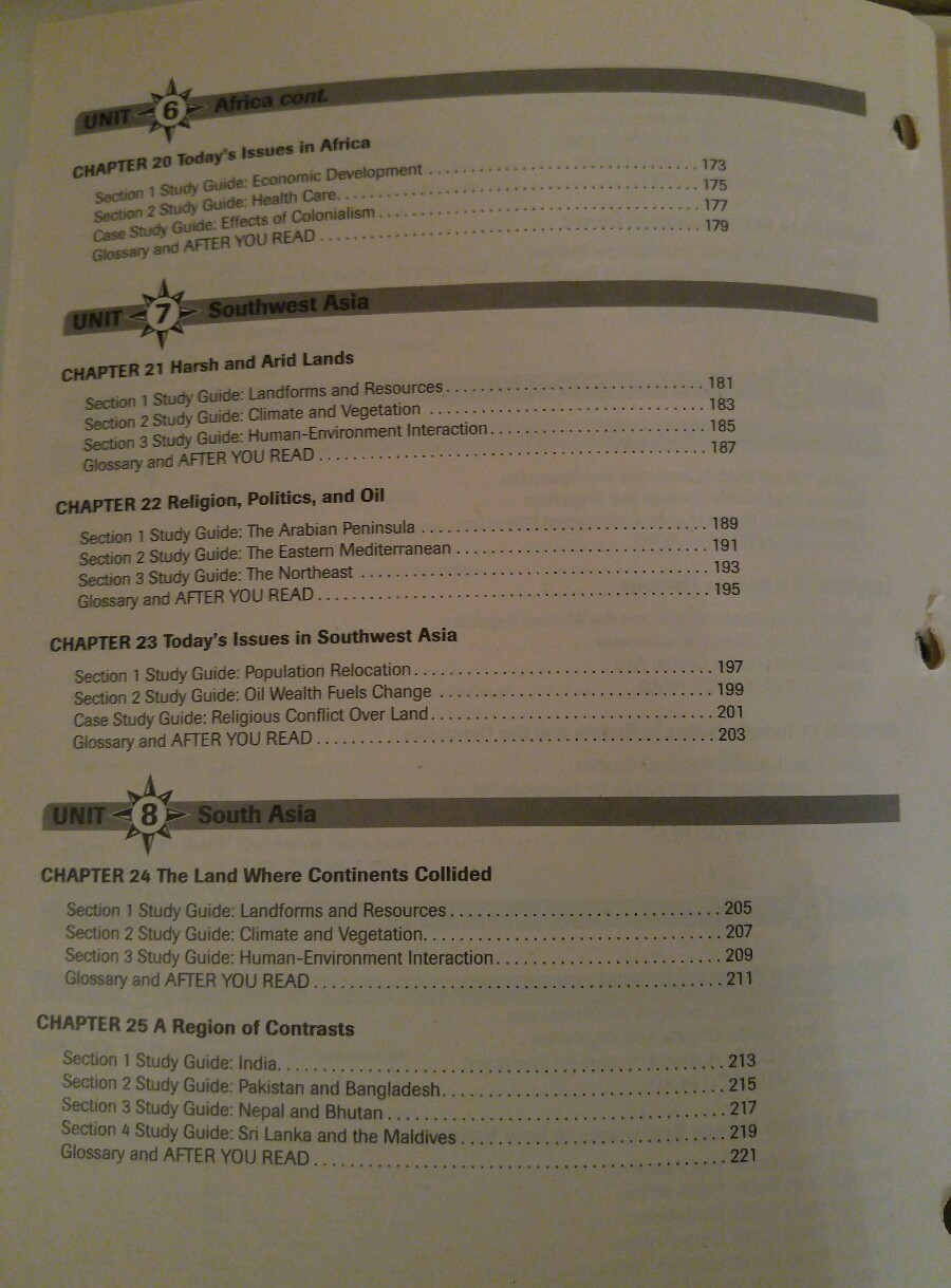 McDougal Littell World Geography Reading Study Guide 10th grade 10 homeschool