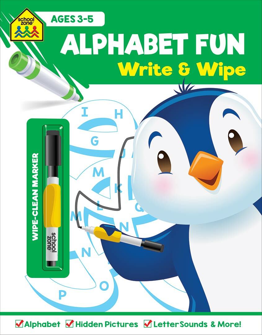 School Zone Write & Wipe Alphabet Fun Kids Activity Book By Hinkler FREE POST