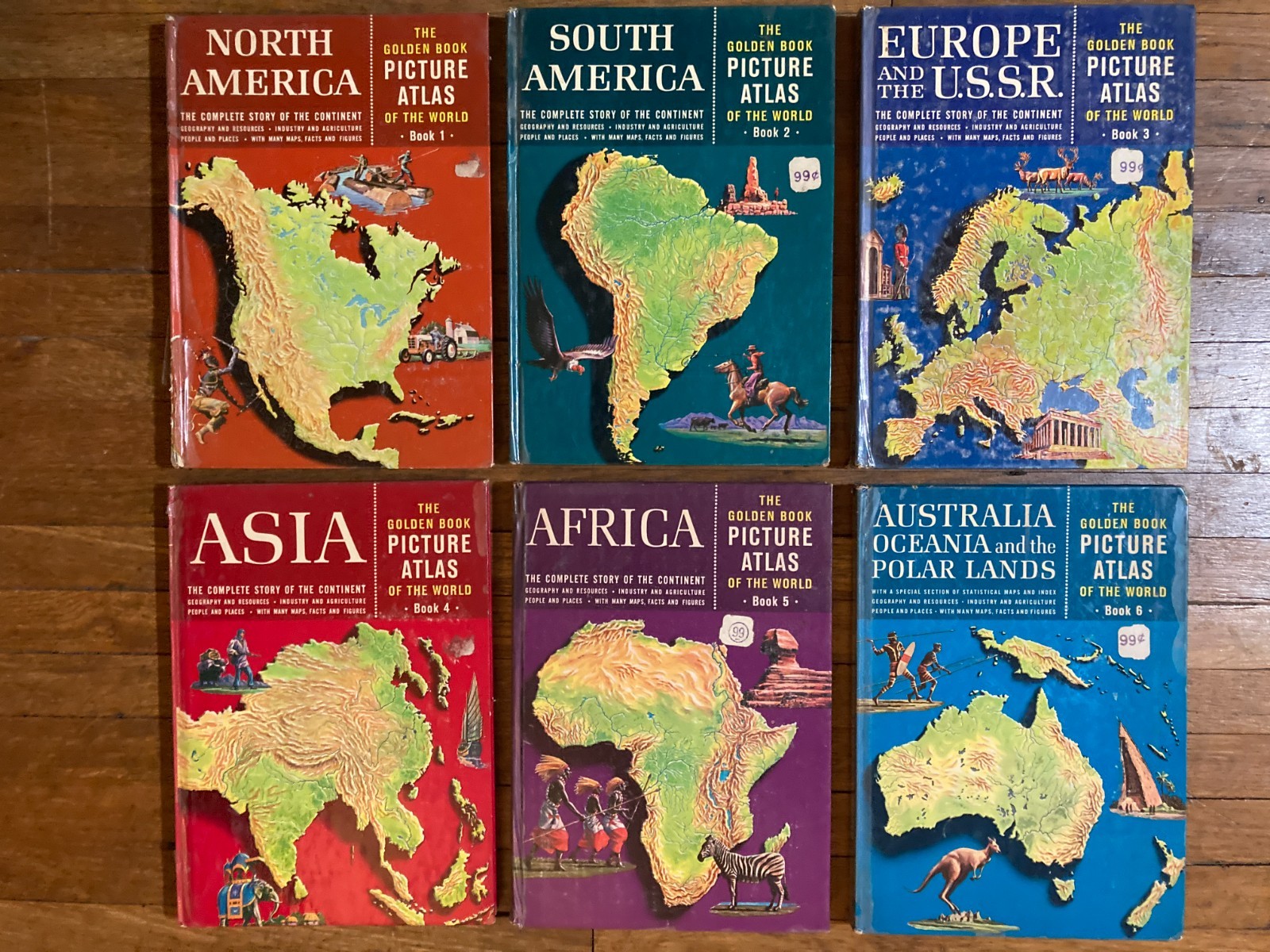 The Golden Book Picture Atlas Of The World Series 6 Books Hardcover. Vintage 60s