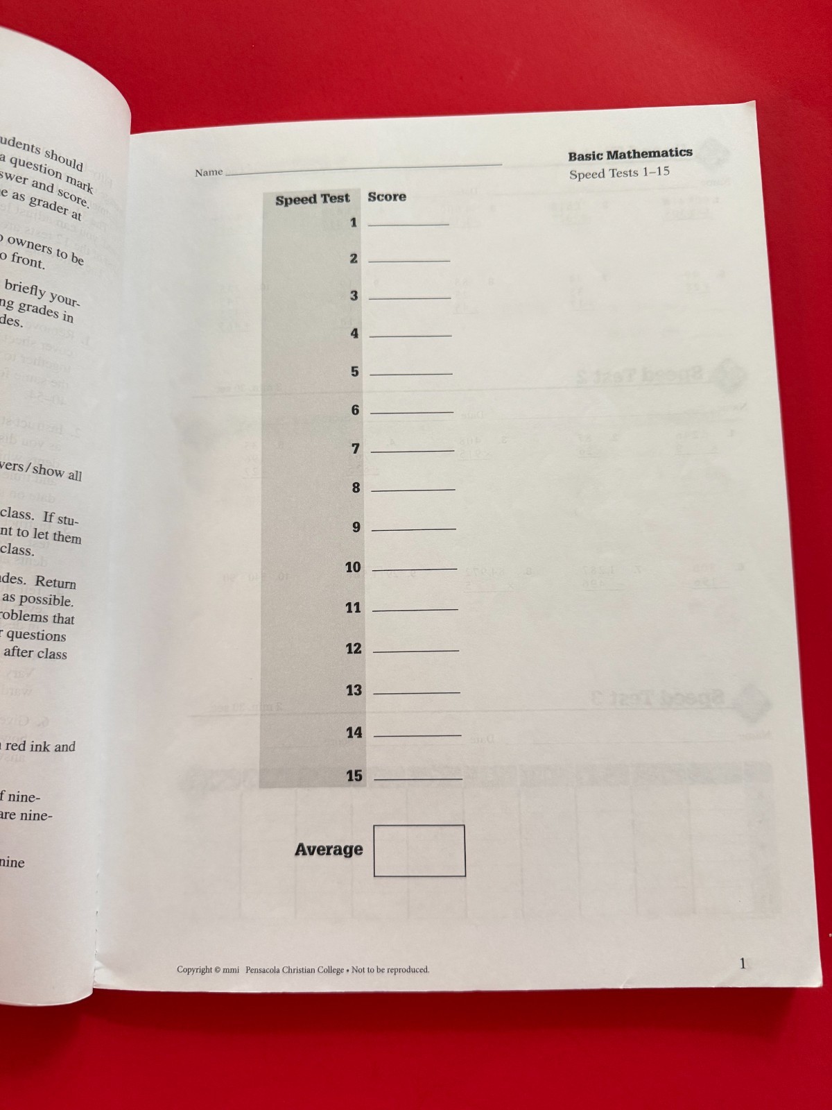Abeka Basic Mathematics Student Quiz/Test Book + Teacher Quiz/Test Key 2019