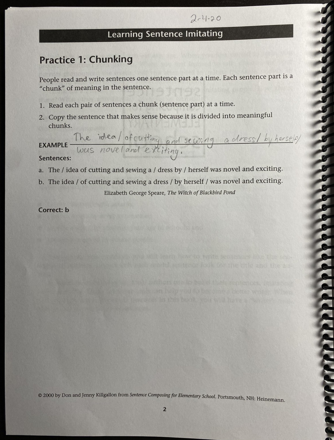 Sentence Composing for Elementary School, by Don & Jenny Killgallon, Good