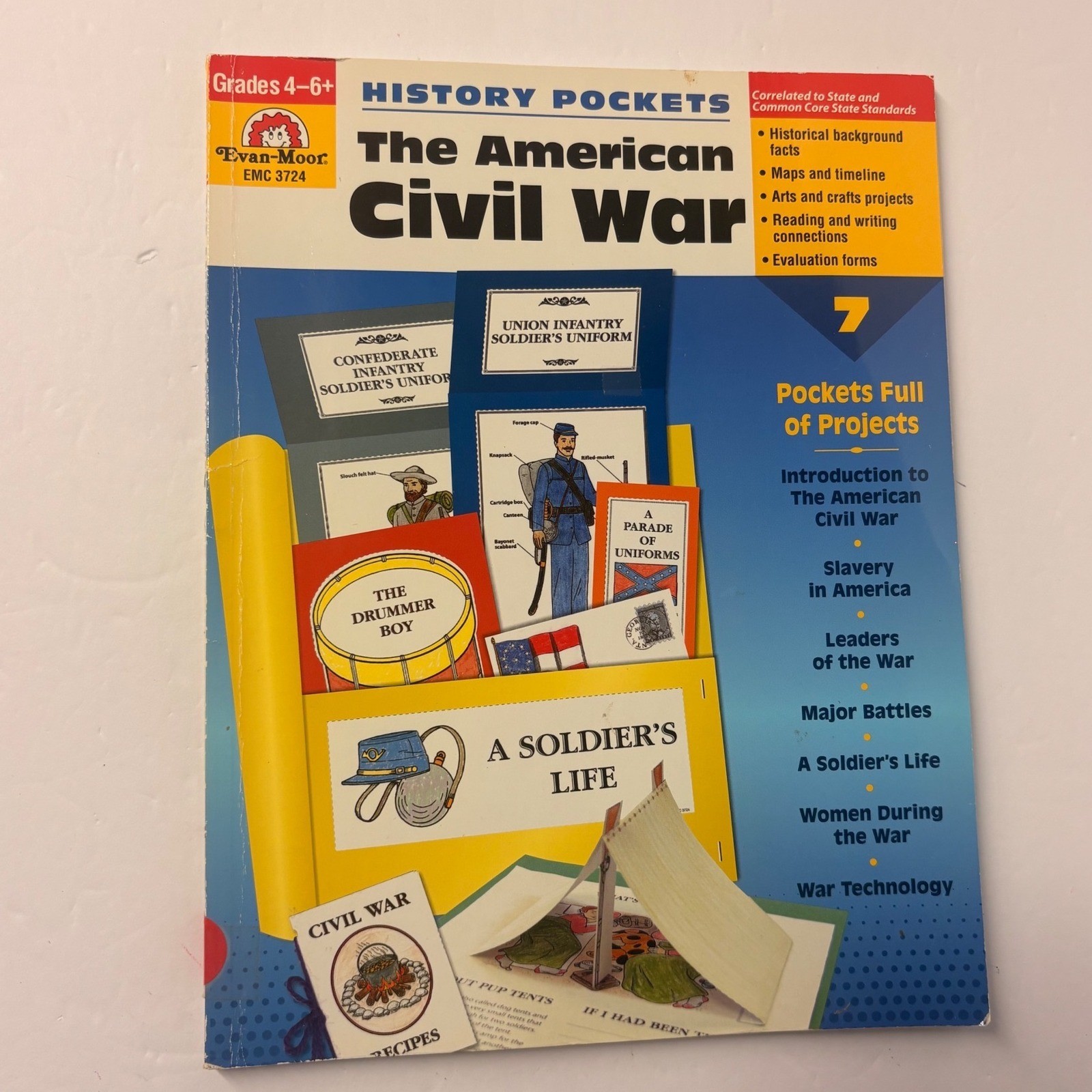 Evan-Moor History Pockets The American Civil War Grades 4-6+ Education Workbook