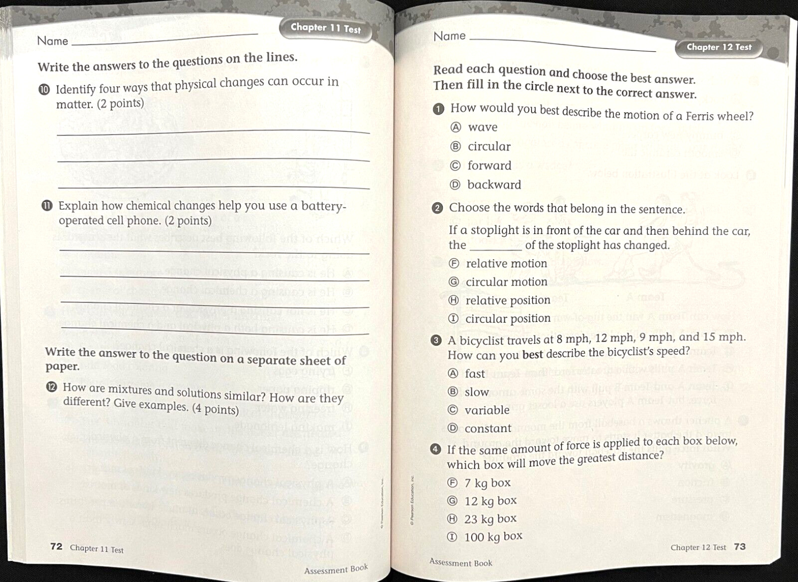 3rd Grade -SCIENCE -ASSESSMENT BOOK – TEACHER EDITION – DIAMOND (2008, Foresman)
