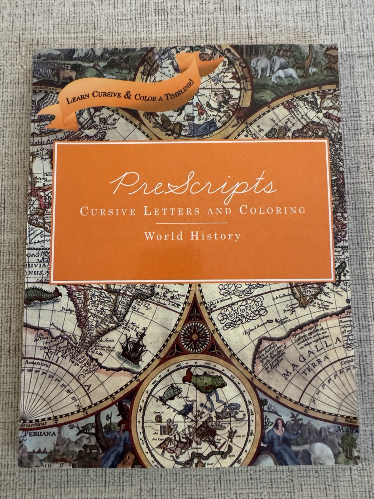 PreScripts Cursive Letters & Coloring World History Workbook New Unused