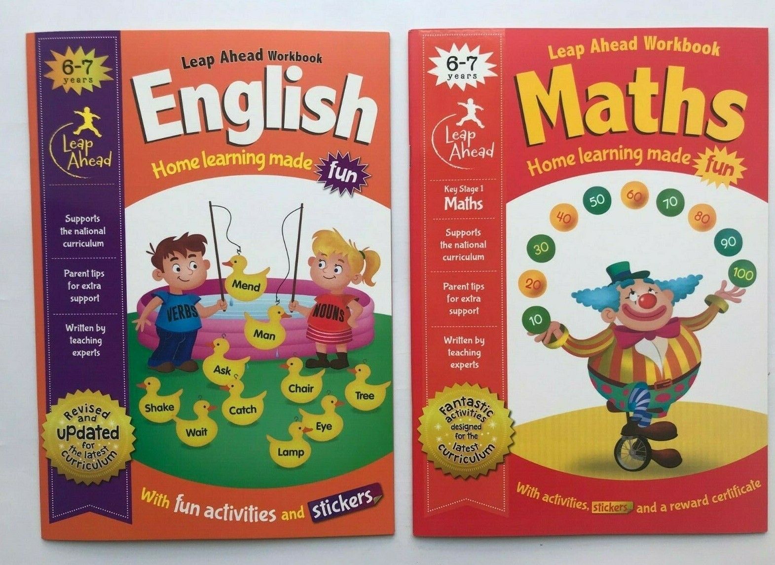 LeapAhead Learning Maths & English Pack of 2 Workbook Age 6-7 KS1 Year 2 New
