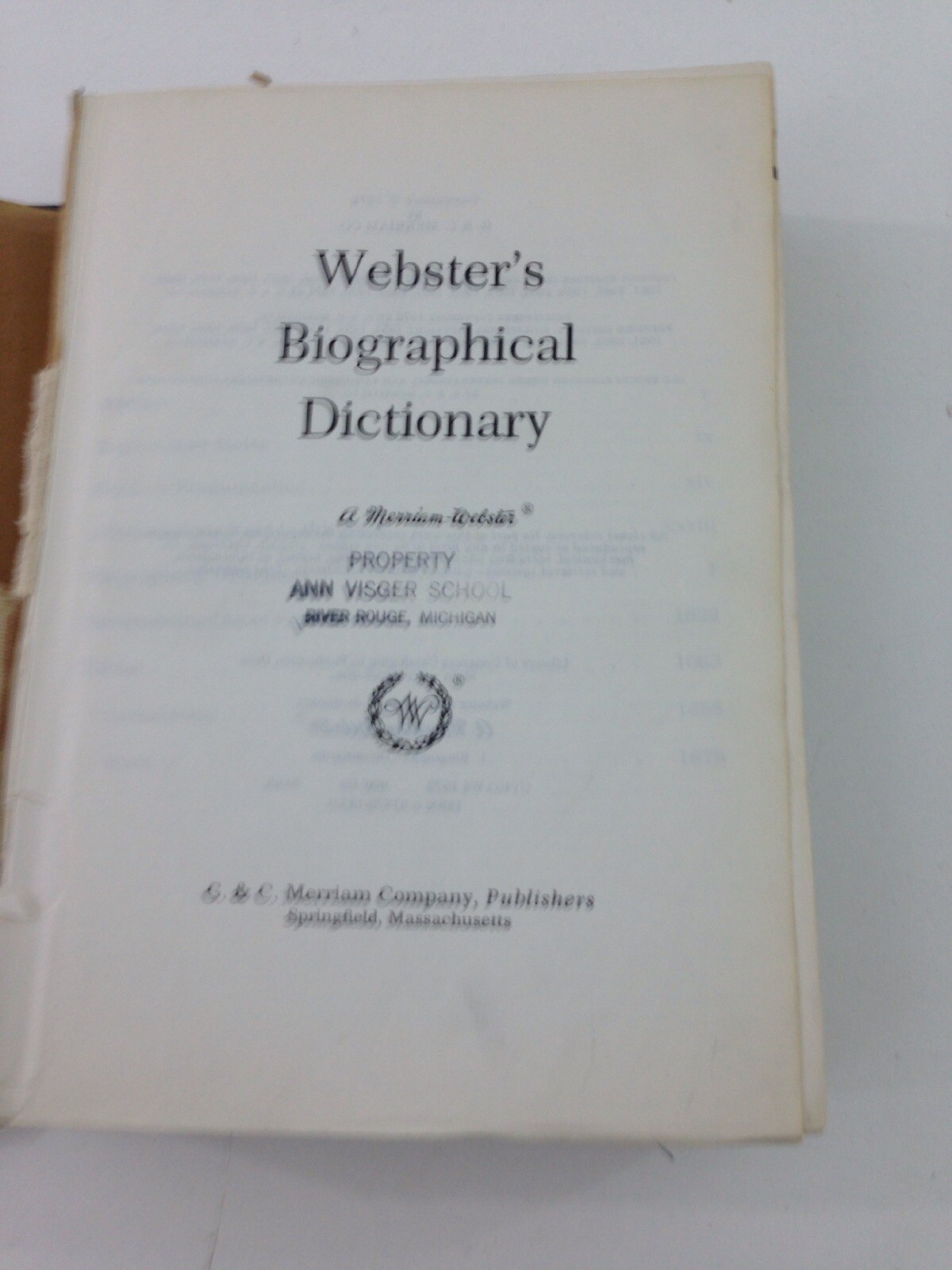 Webster’s Biographical Dictionary (1972, Hardcover)