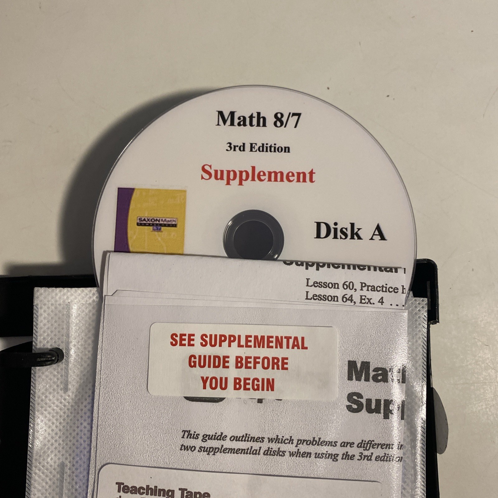 # saxon 8/7 Math (3rd edition) teaching tape DVDs Full Set Damaged Case