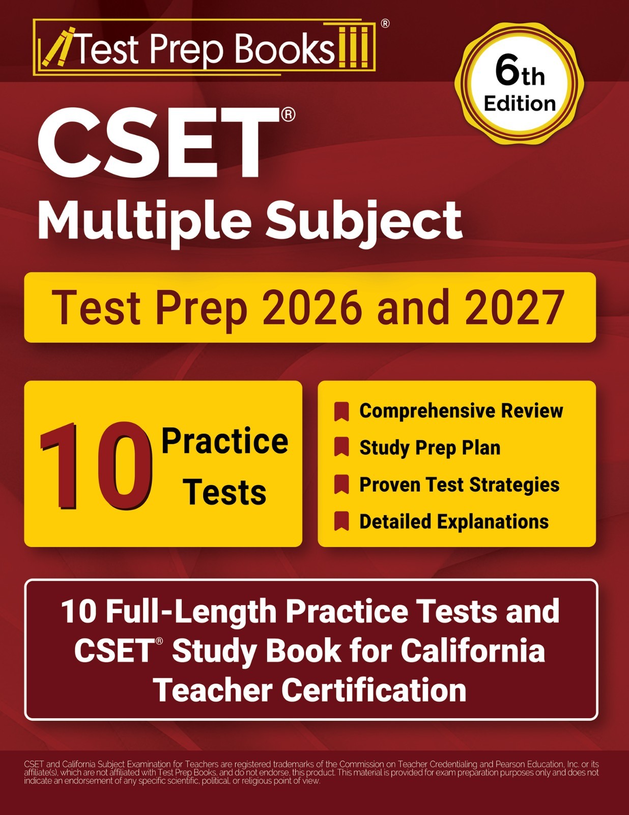 CSET Multiple Subject Test Prep 2026 and 2027: 10 Full-Length Practice Tests