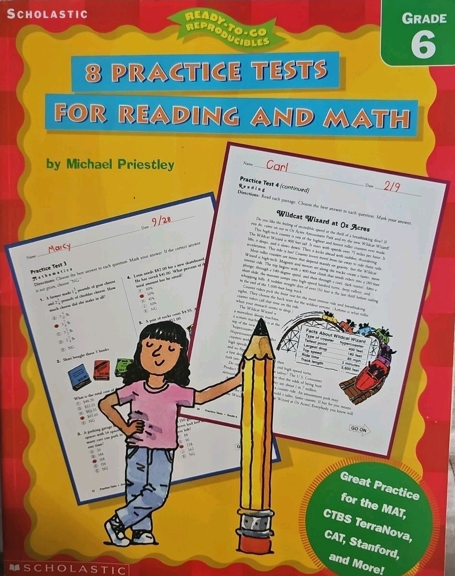8 PRACTICE TESTS FOR READING AND MATH (GRADE 6) By Michael Priestley