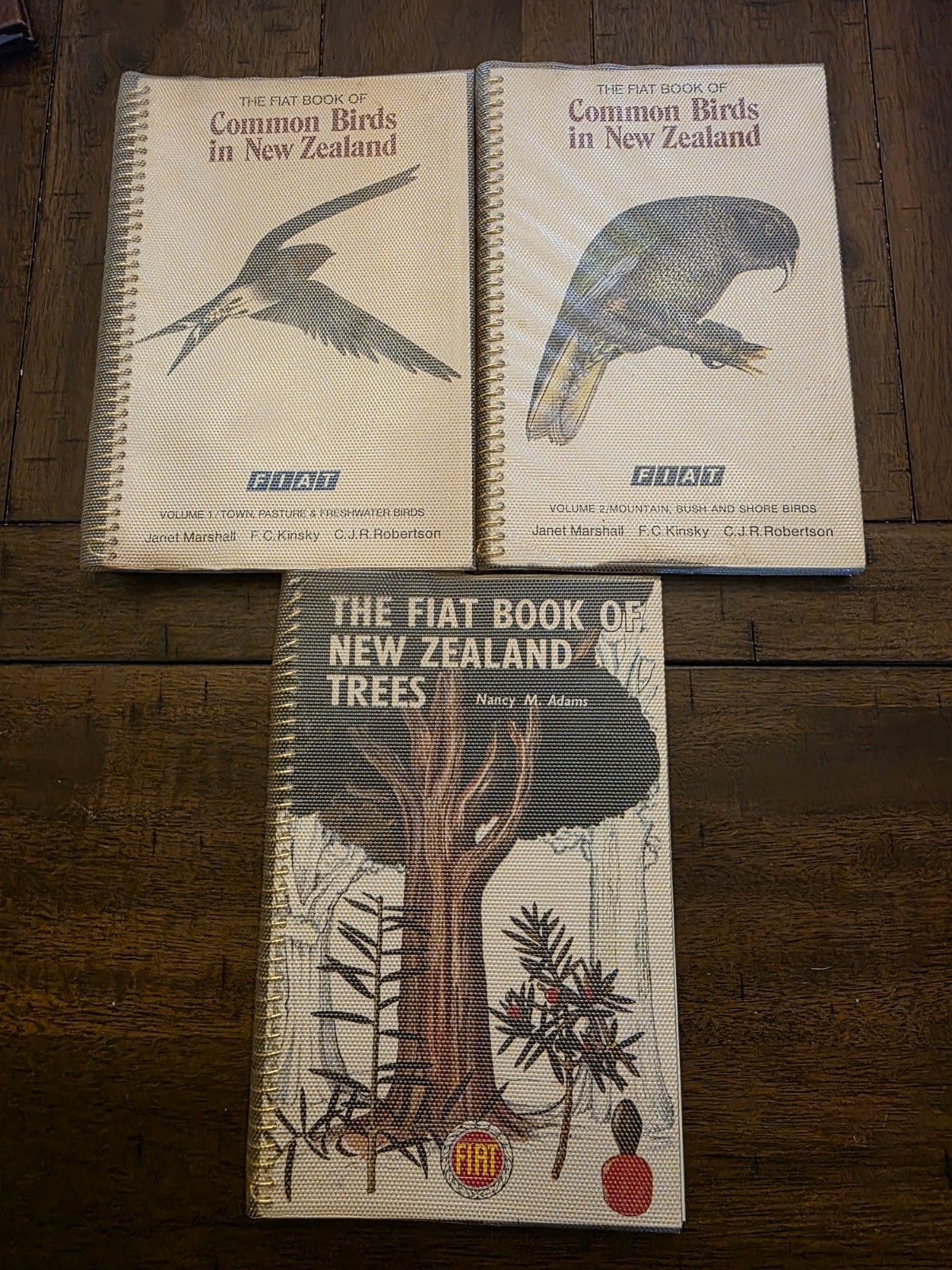 New Zealand 3 Fiat Books of Trees and Common Birds Vol 1 and 2 Vintage 1970s