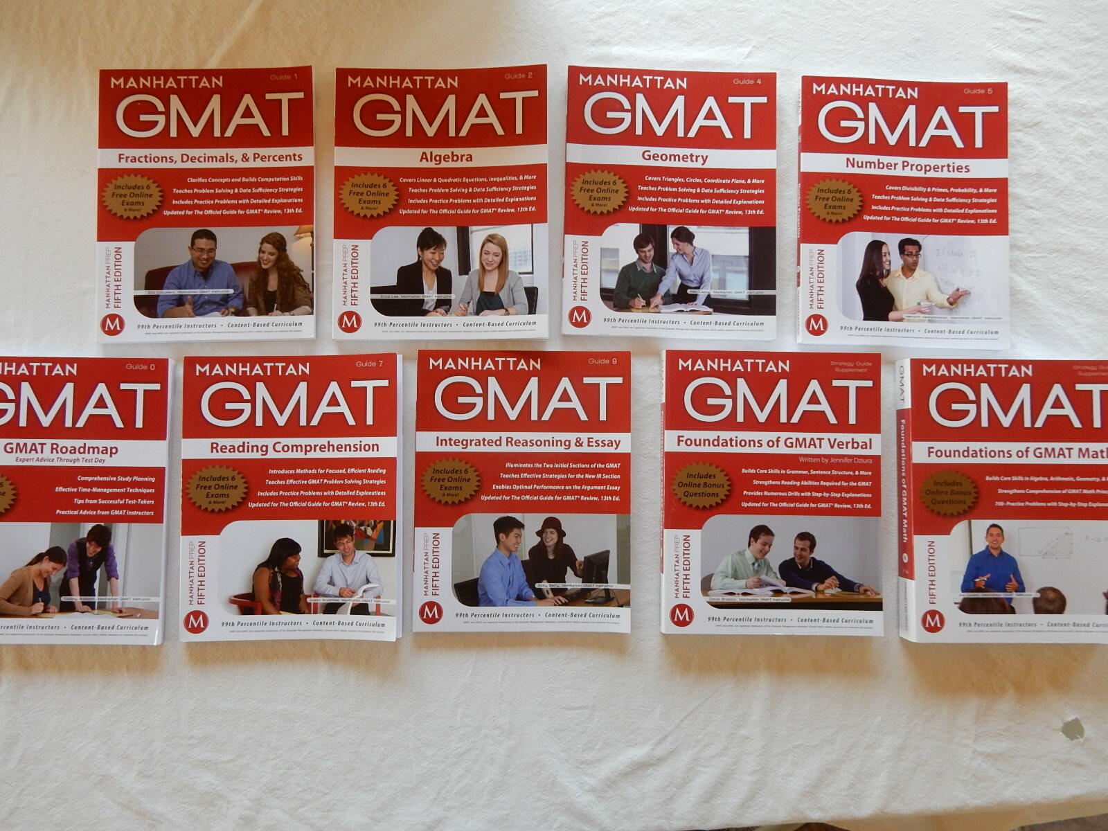 Lot of 9 GMAT Manhattan Prep Fifth Ed. Roadmap, Math, Reading, more FREE SHIPPIN