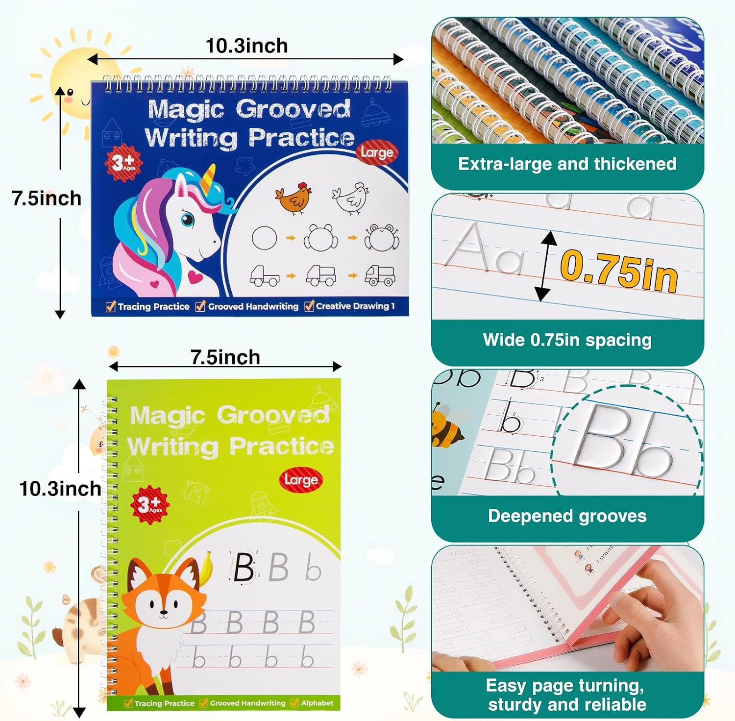 Magic Grooved Writing Practice, Tiny Thinkers Reusable Indented Handwriting