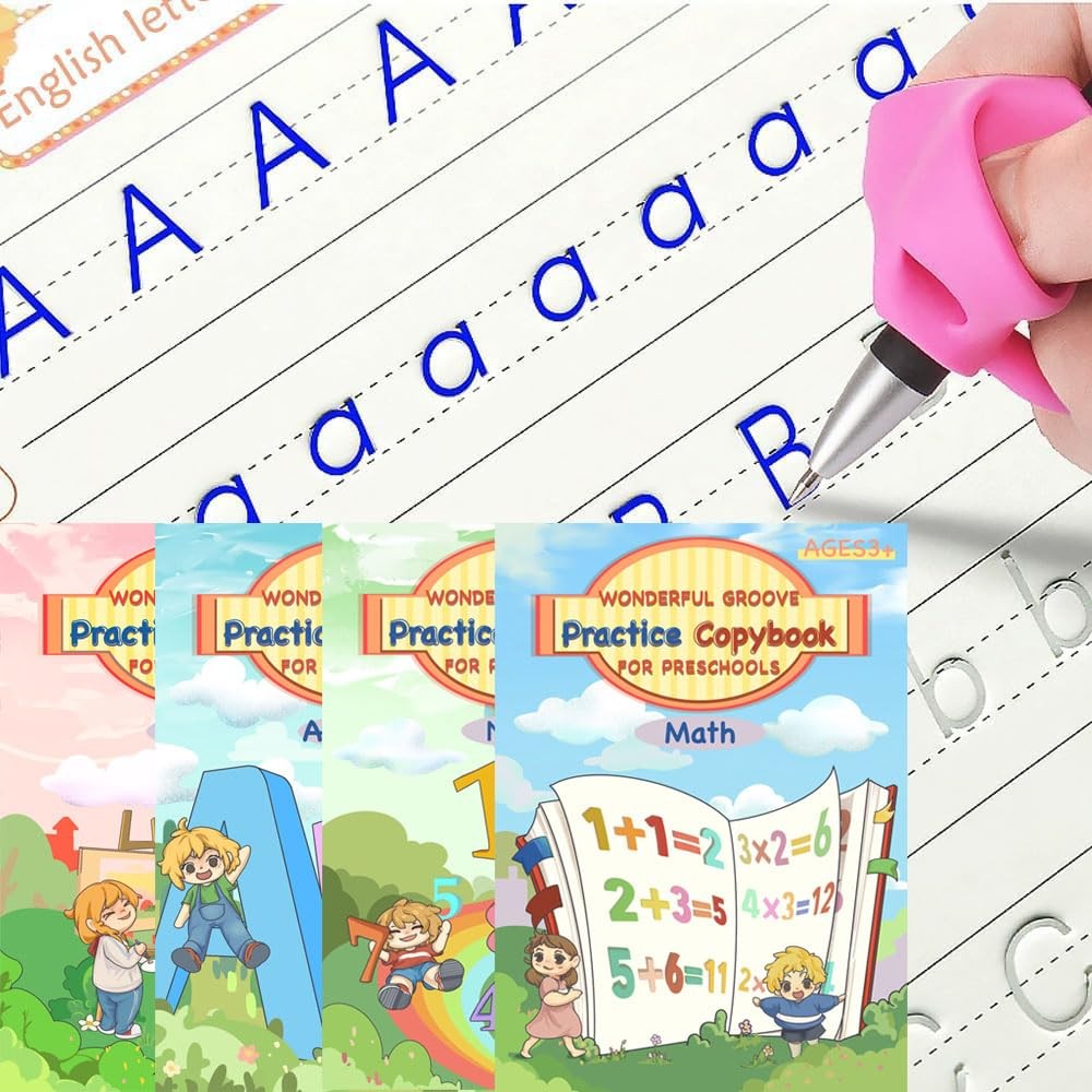 Reusable Handwriting Practice for Kids Ages 3-8, Magic Grooved Writing