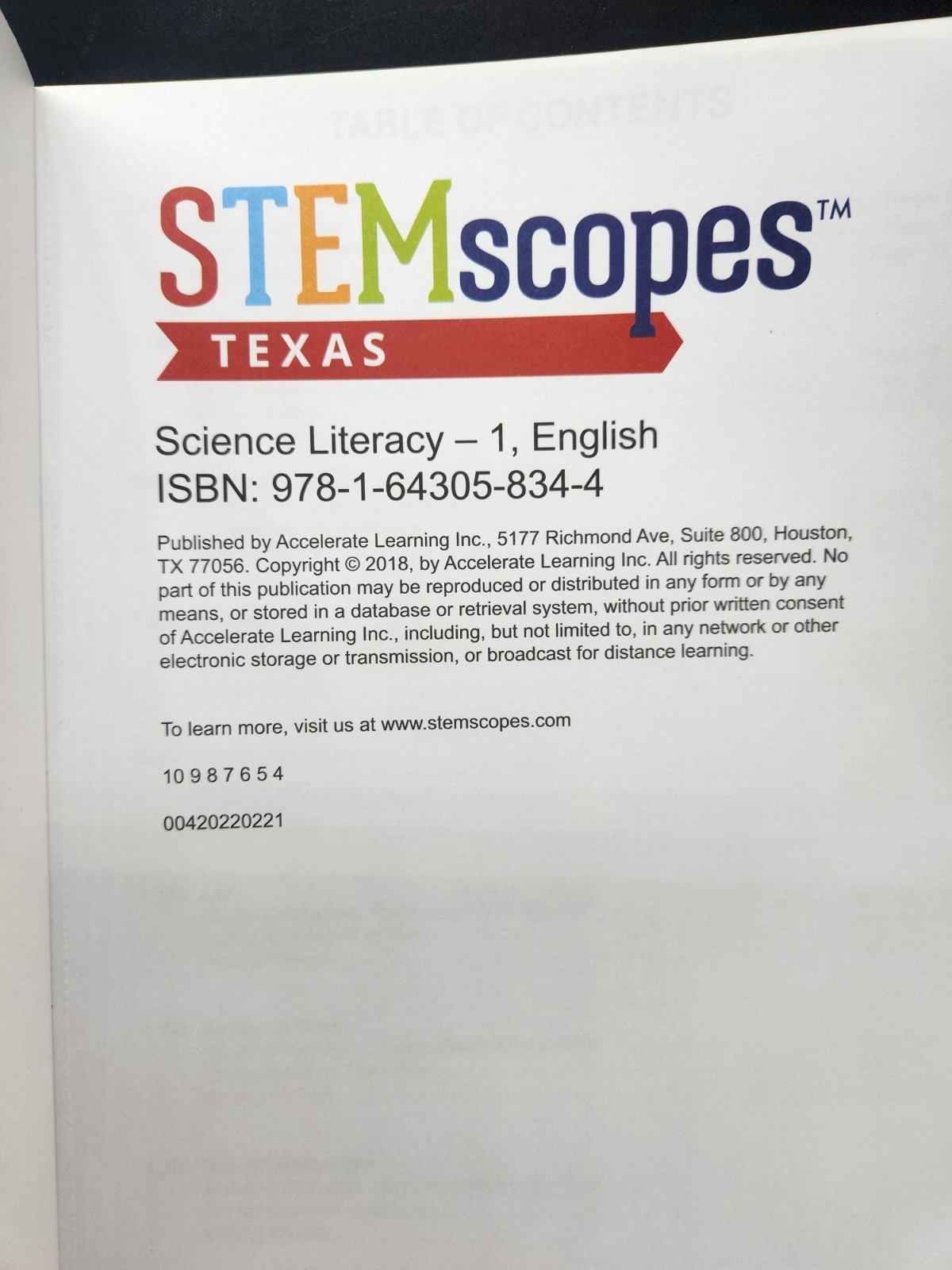 New STEMscopes Texas Level 1 Science Literacy Reading & Writing