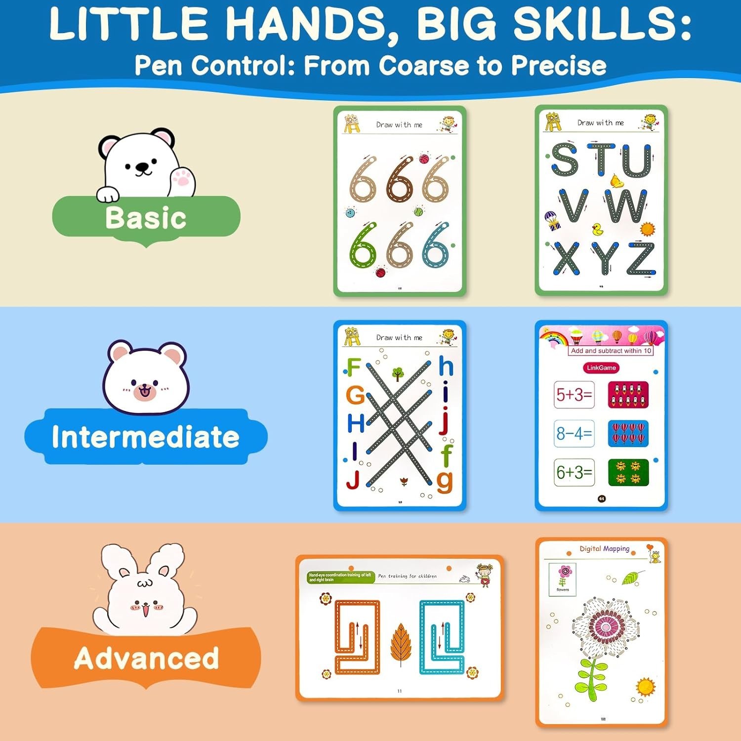Educational Handwriting Practice Kit: 4 Stages, 24 Markers & 296 Pages for Kids