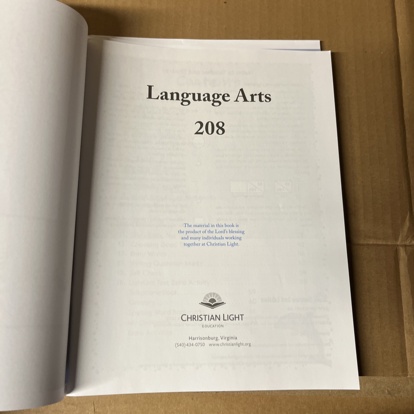 Christian Light Education Language Arts 2 Student Workbook 208 209 2010 ~ 2nd ed