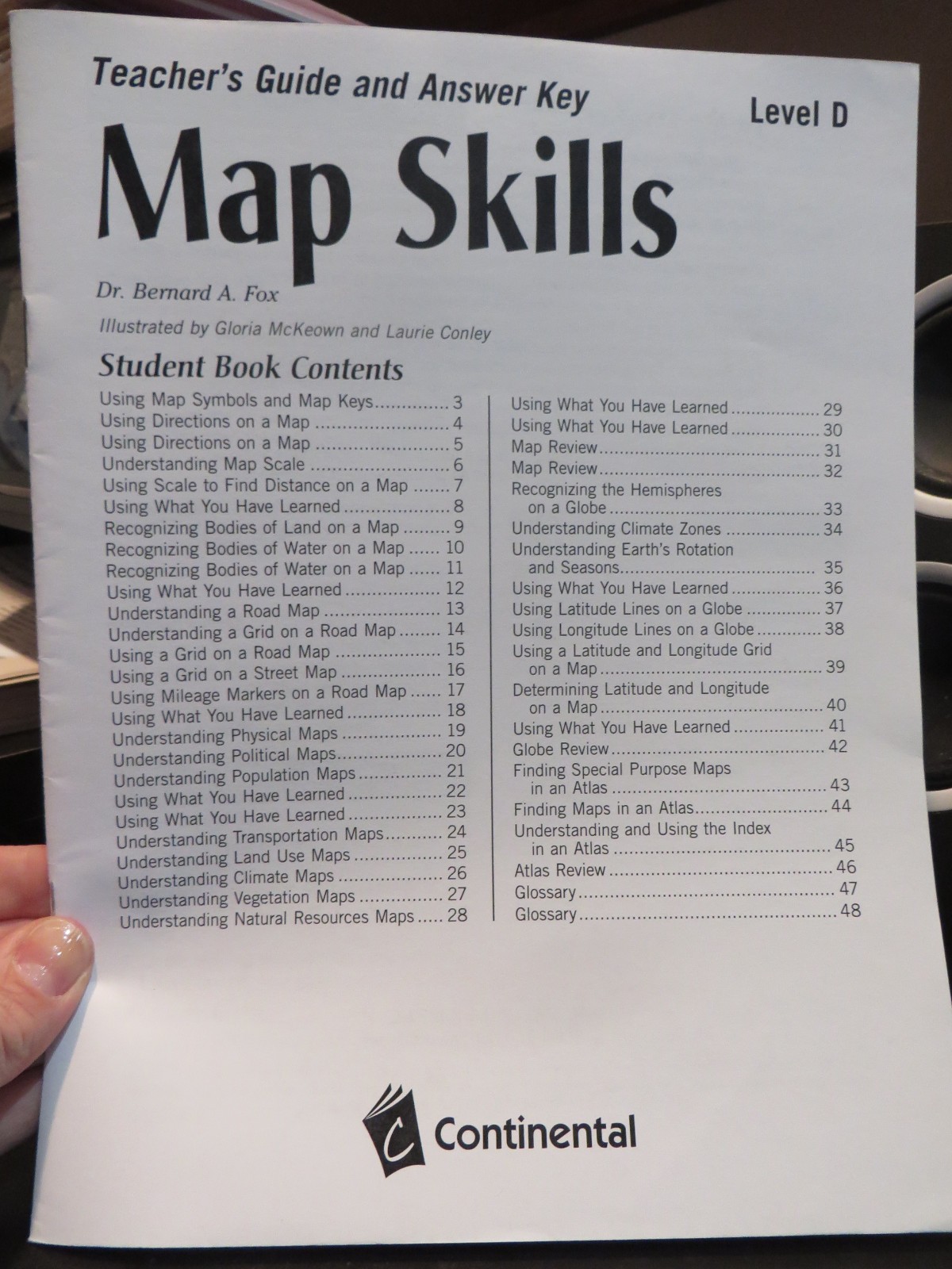 Map Skills level D Continental Press – Teacher’s Guide And Answer Key only