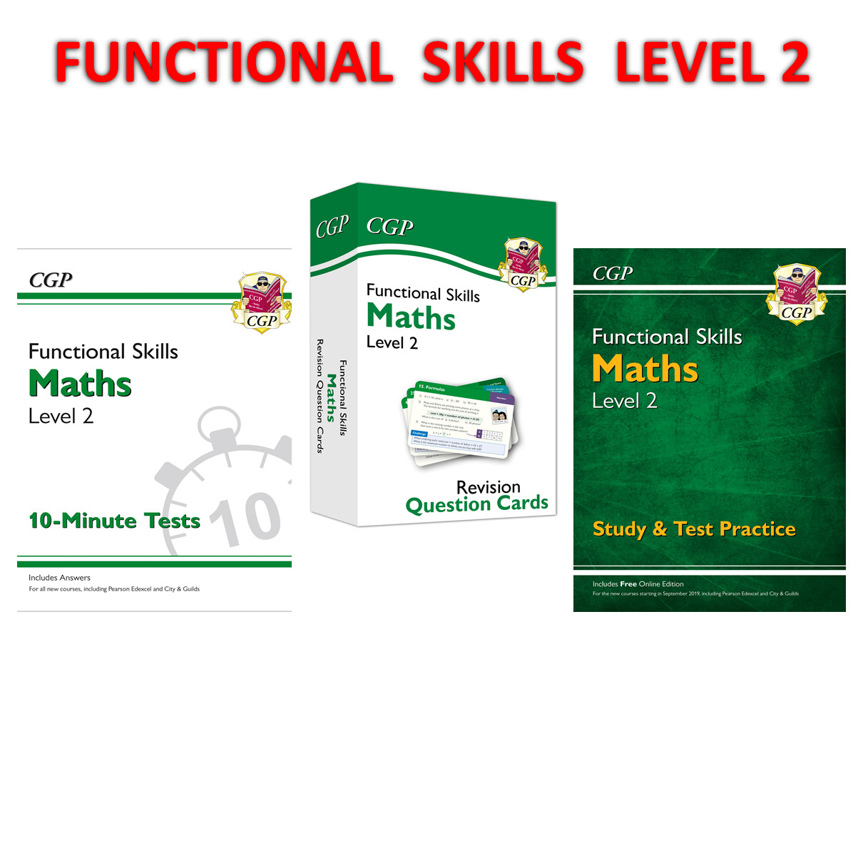 Functional Skills Maths Level 2 Study Test and Revision Question Cards CGP