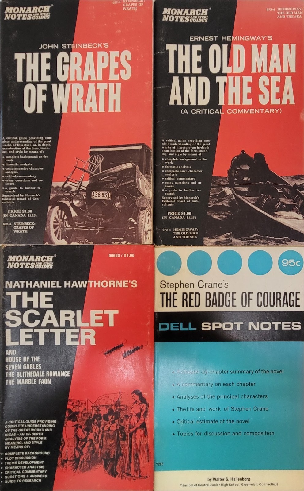 Dell, Cliff & Monarch Notes PB Study Guides – Lot of 8 Classics. Various Authors