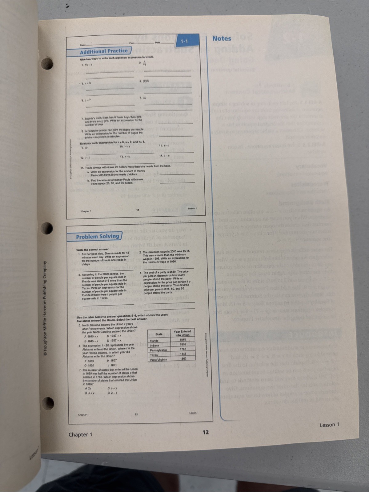 Algebra 1 EXPLORATIONS IN CORE MATH (TEACHER’S EDITION) For Common Core (2012)