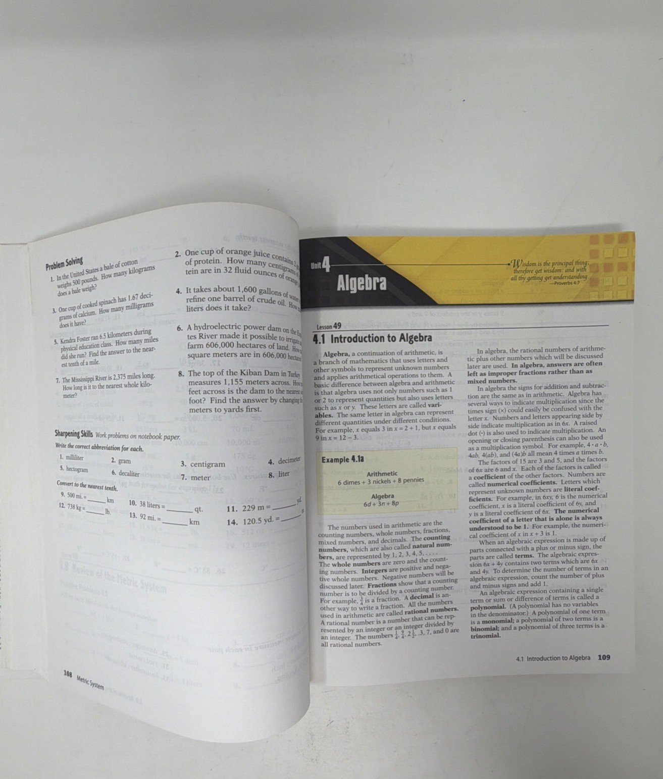 Abeka Pre Algebra Work-text Teacher Key Quiz Test Solution Key