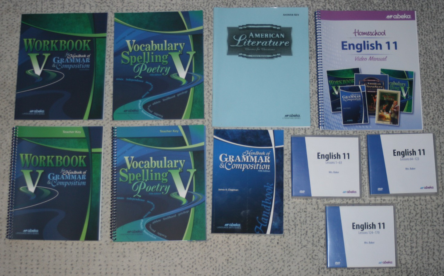 Abeka English Language Books Homeschool Curriculum & English 11 DVD Set