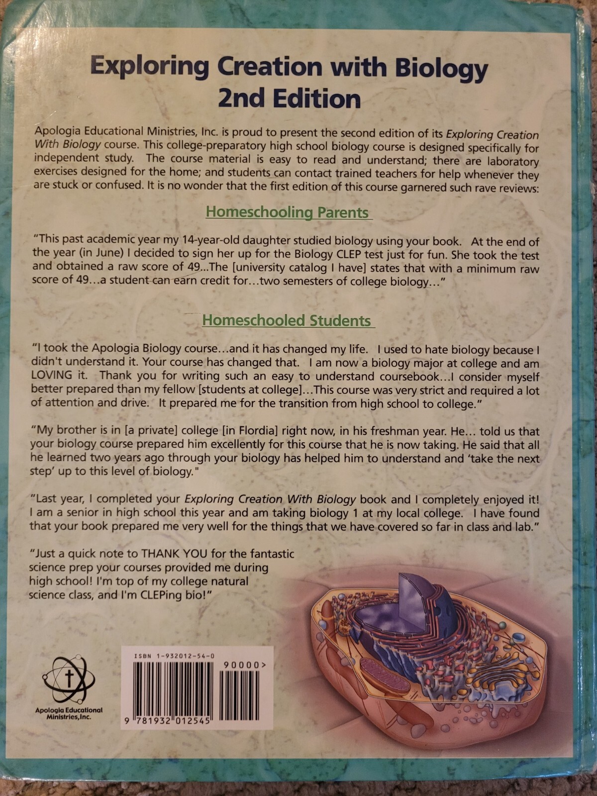 Exploring Creation with Biology 2nd Edition, – Hardcover, Wile and Durnell