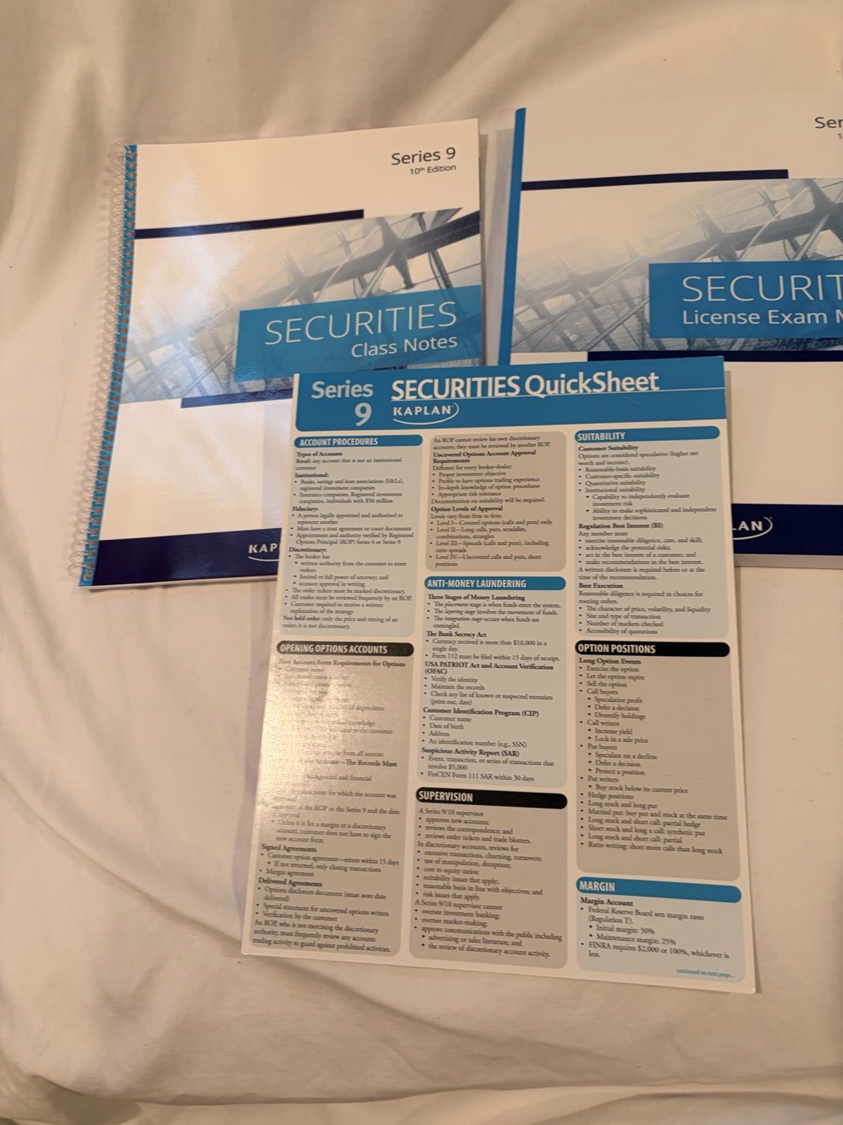 Kaplan Series 9 Securities License Exam Manual And Securities Class & Quick Card
