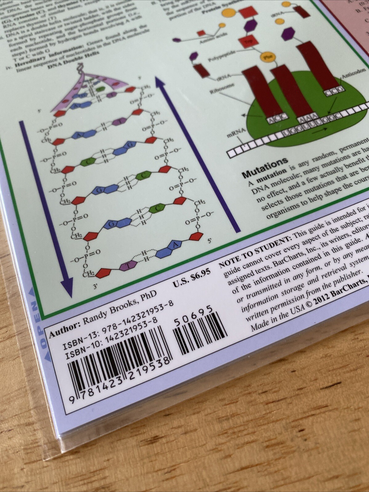 QuickStudy Lot | Biology Laminated Study Guide | Biology Terminology- Fold Out