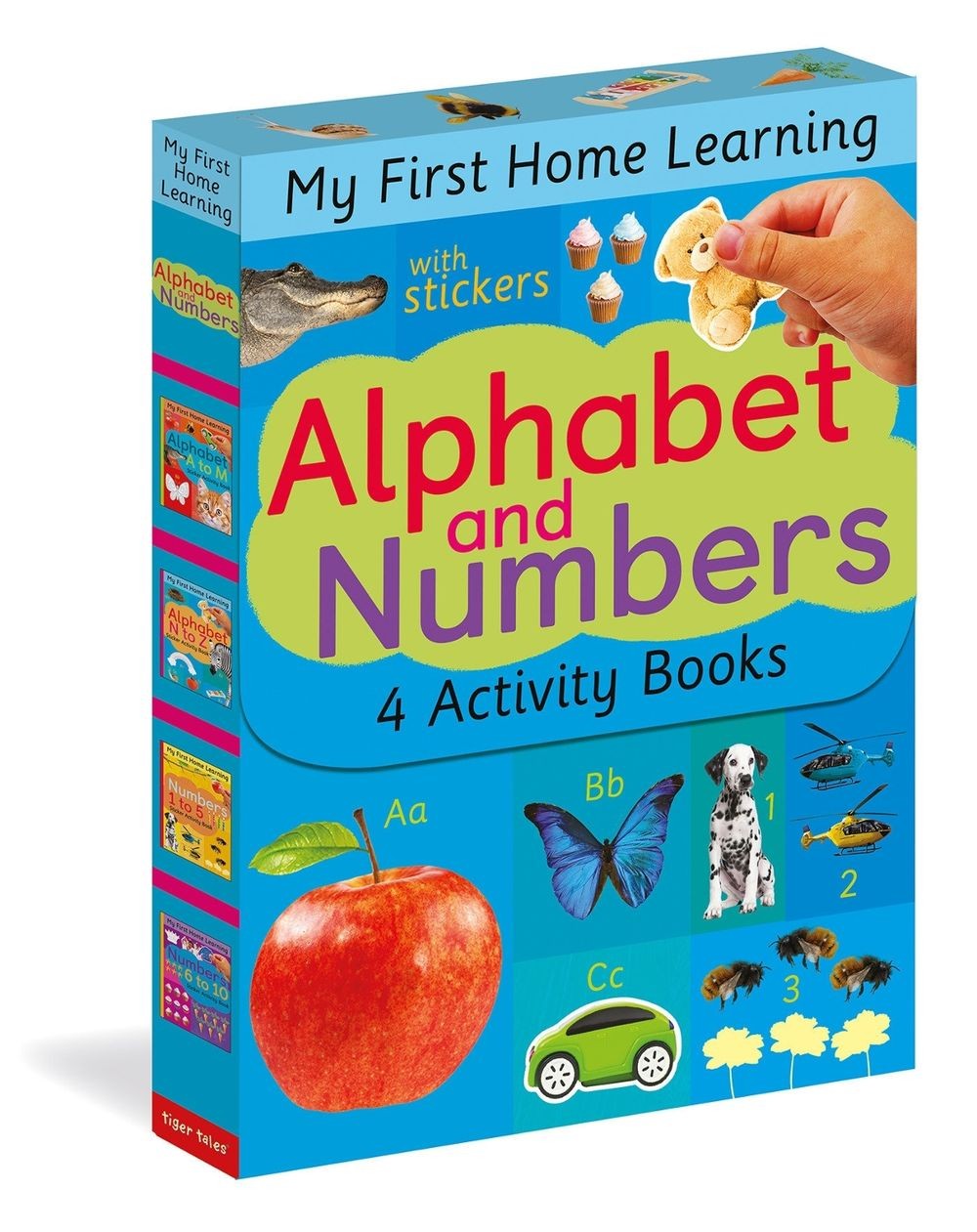 Alphabet and Numbers: 4 Activity Book Boxed Set with Stickers: Alphabet A to M;