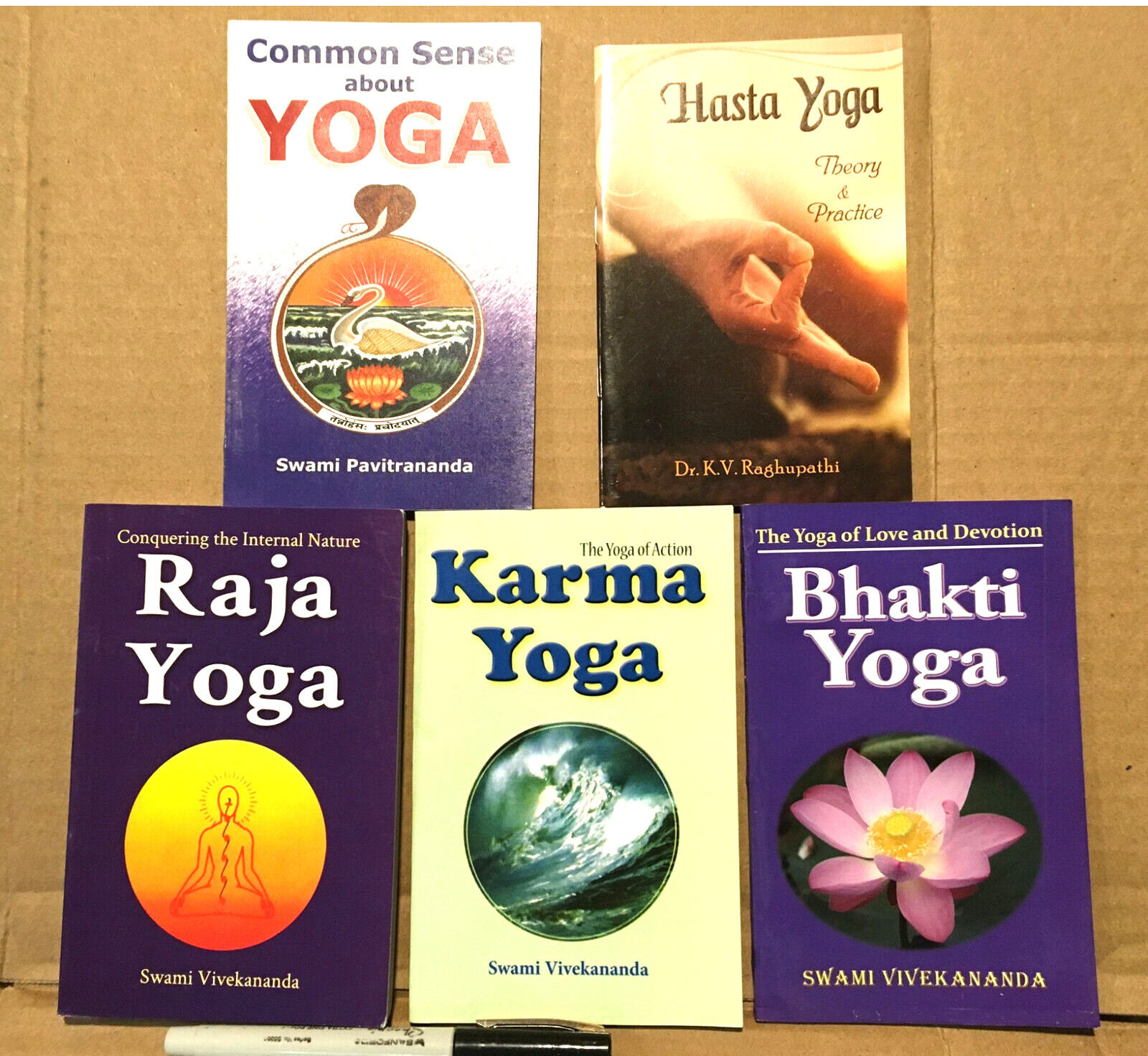 Yoga NEW 5 BOOK SET Bhakti Raja Karma Raja Hasta Common Sense India