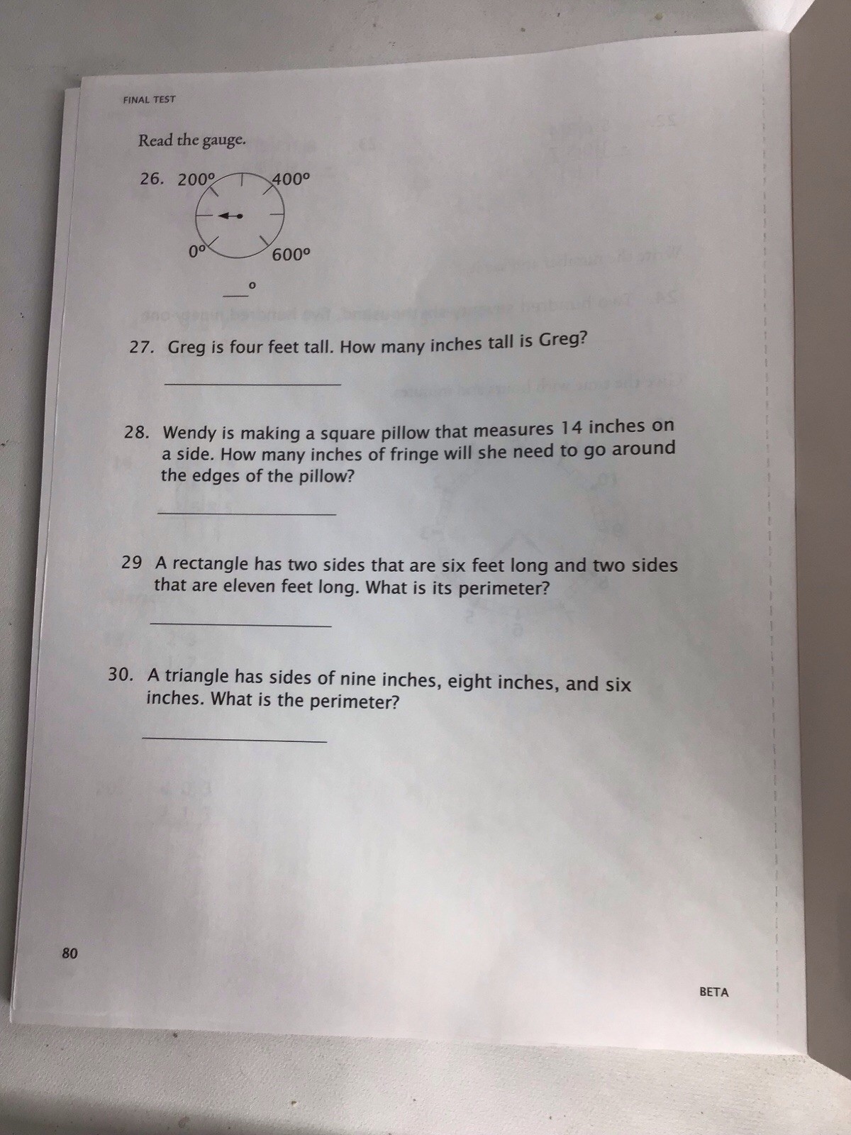 Math-U-See Beta, Multiple Digit Addition and Subtraction, Test Booklet Preowned