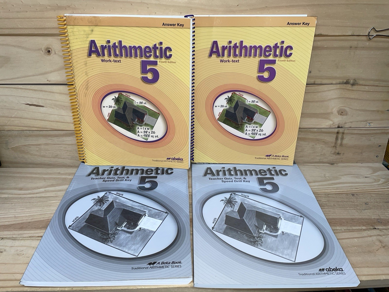 4 books ABEKA Arithmetic 5 Work-Text Answer Key Test Quiz 4th edition Judy Howe