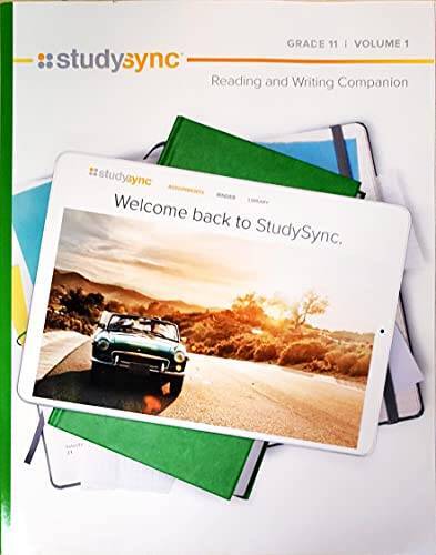 StudySync, Welcome Back to StudySync, Grade 11, Volume 1, Units 1-3, Read – GOOD