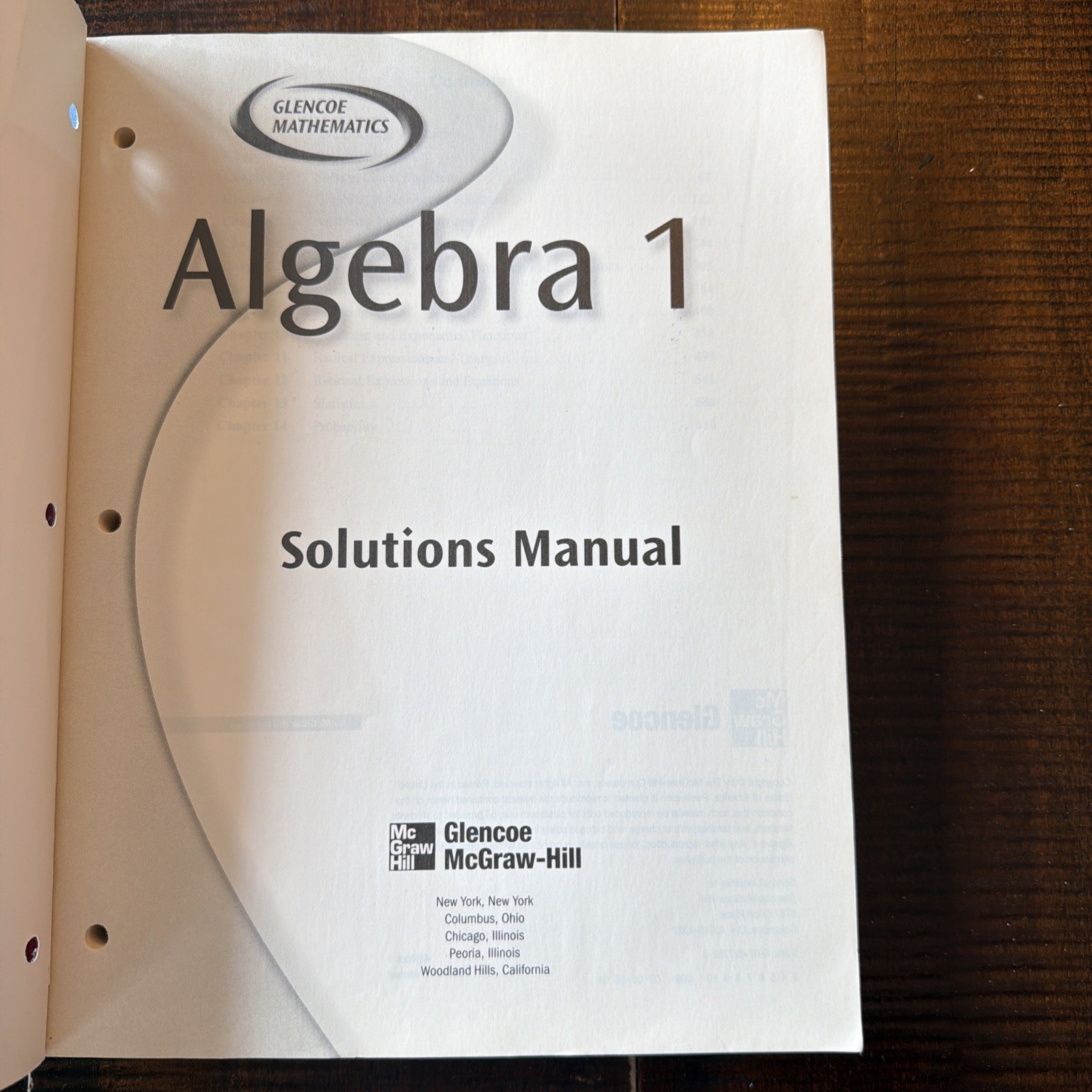 GLENCOE MATHEMATICS ALGEBRA 1 SOLUTIONS MANUAL By Glencoe Mcgraw-hill