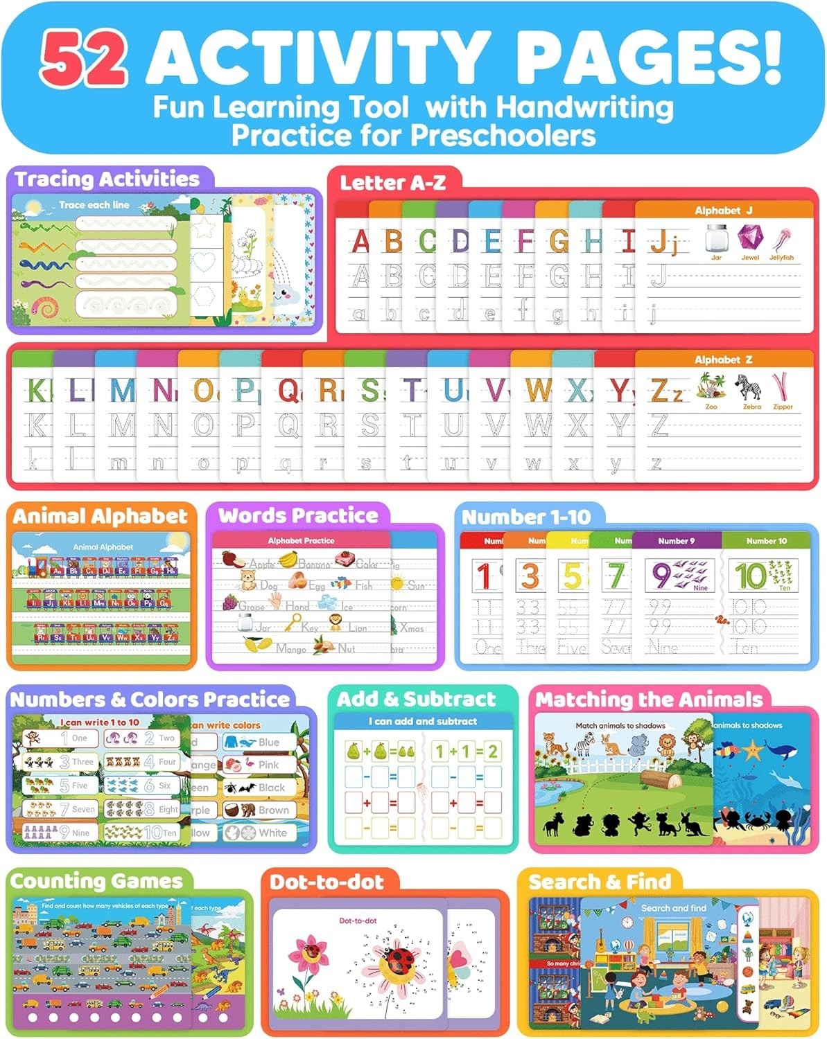 Comprehensive Educational Workbook for Preschoolers: Writing, Games & More!